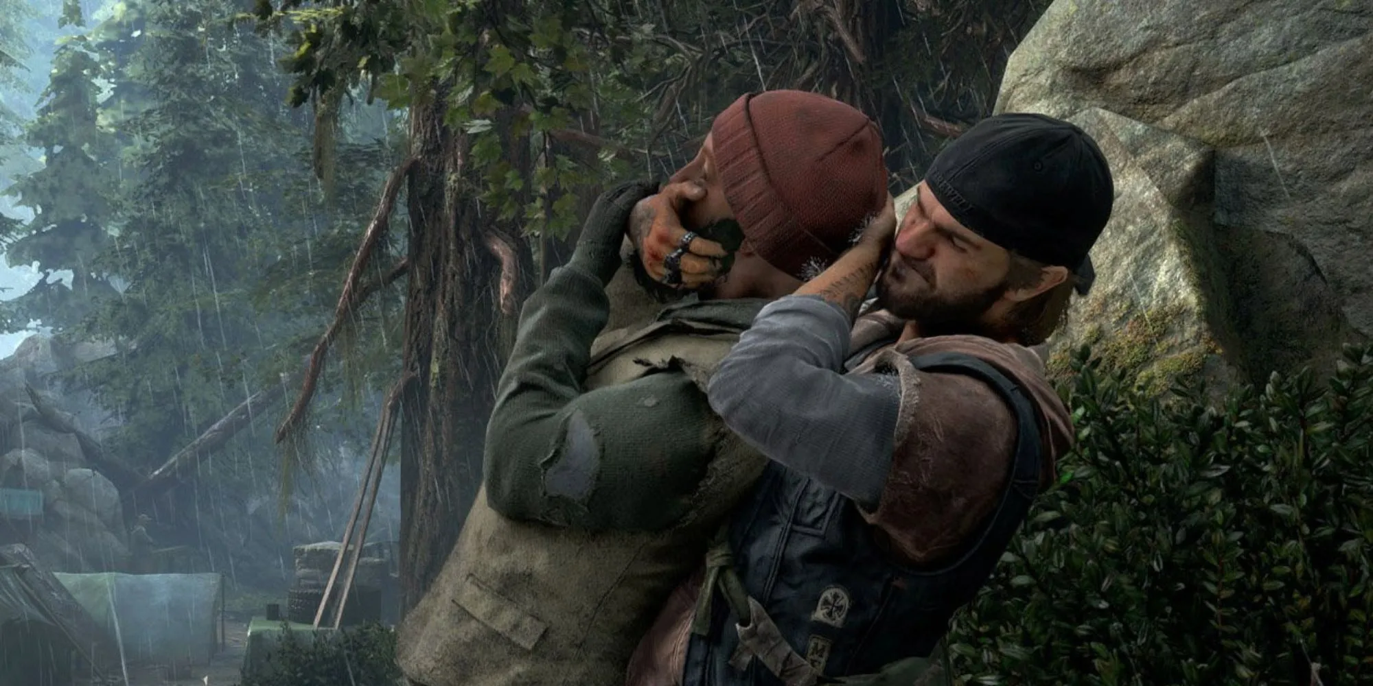 Deacon St. John đang thực hiện một pha hành động lén lút trong Days Gone