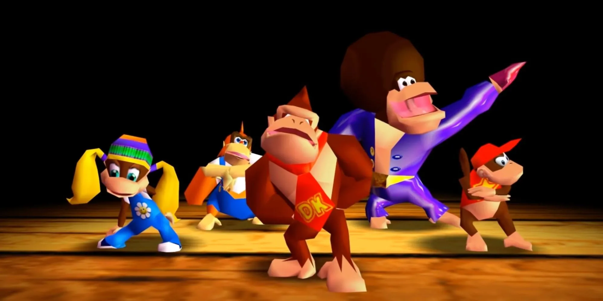 Donkey Kong và bạn bè biểu diễn bài rap mở đầu trong game Donkey Kong 64