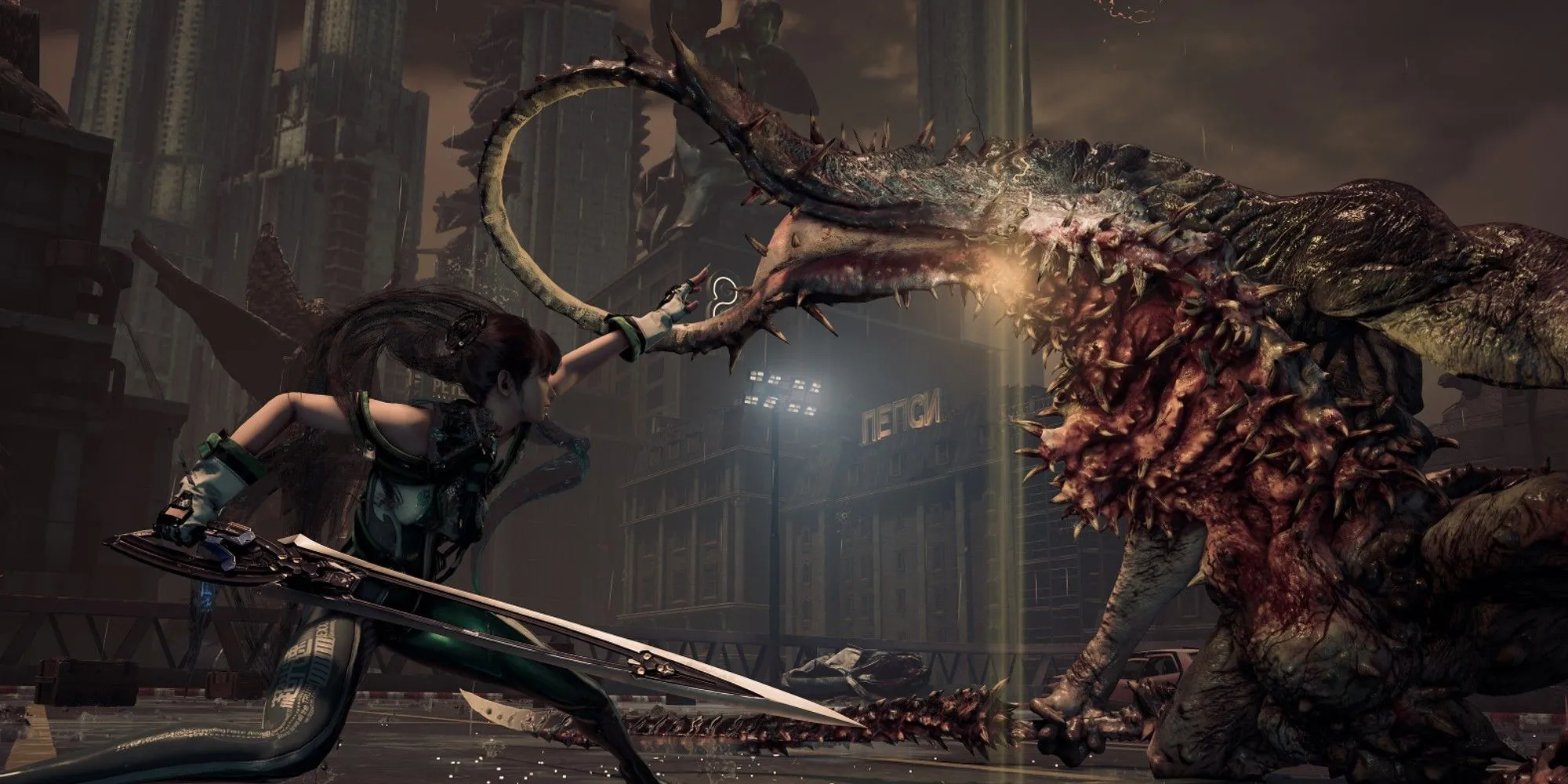 Eve - nhân vật chính Stellar Blade - đang chiến đấu kịch tính, thể hiện gameplay hành động đặc sắc của game