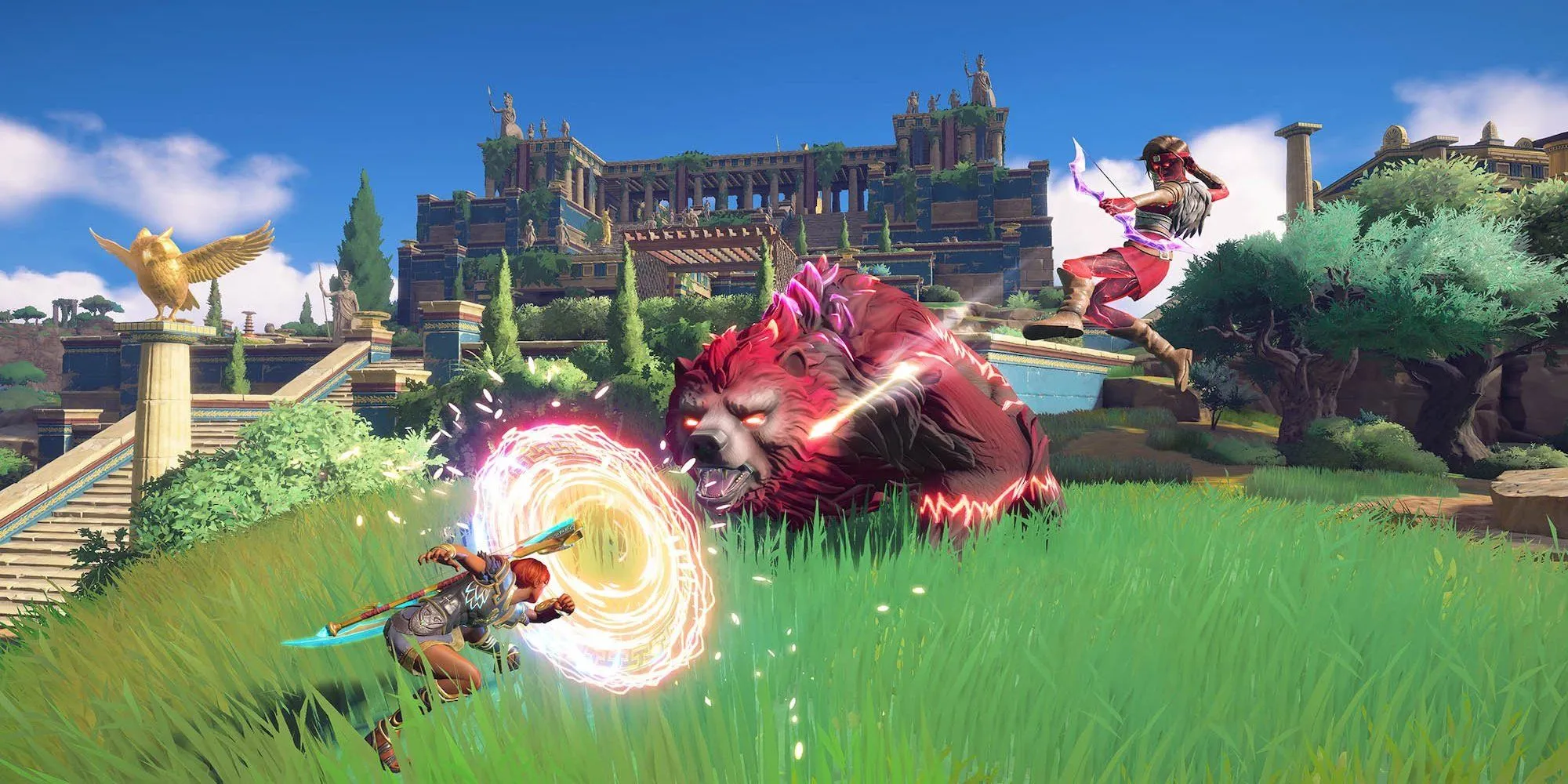 Fenyx chiến đấu với kẻ thù trong Immortals Fenyx Rising