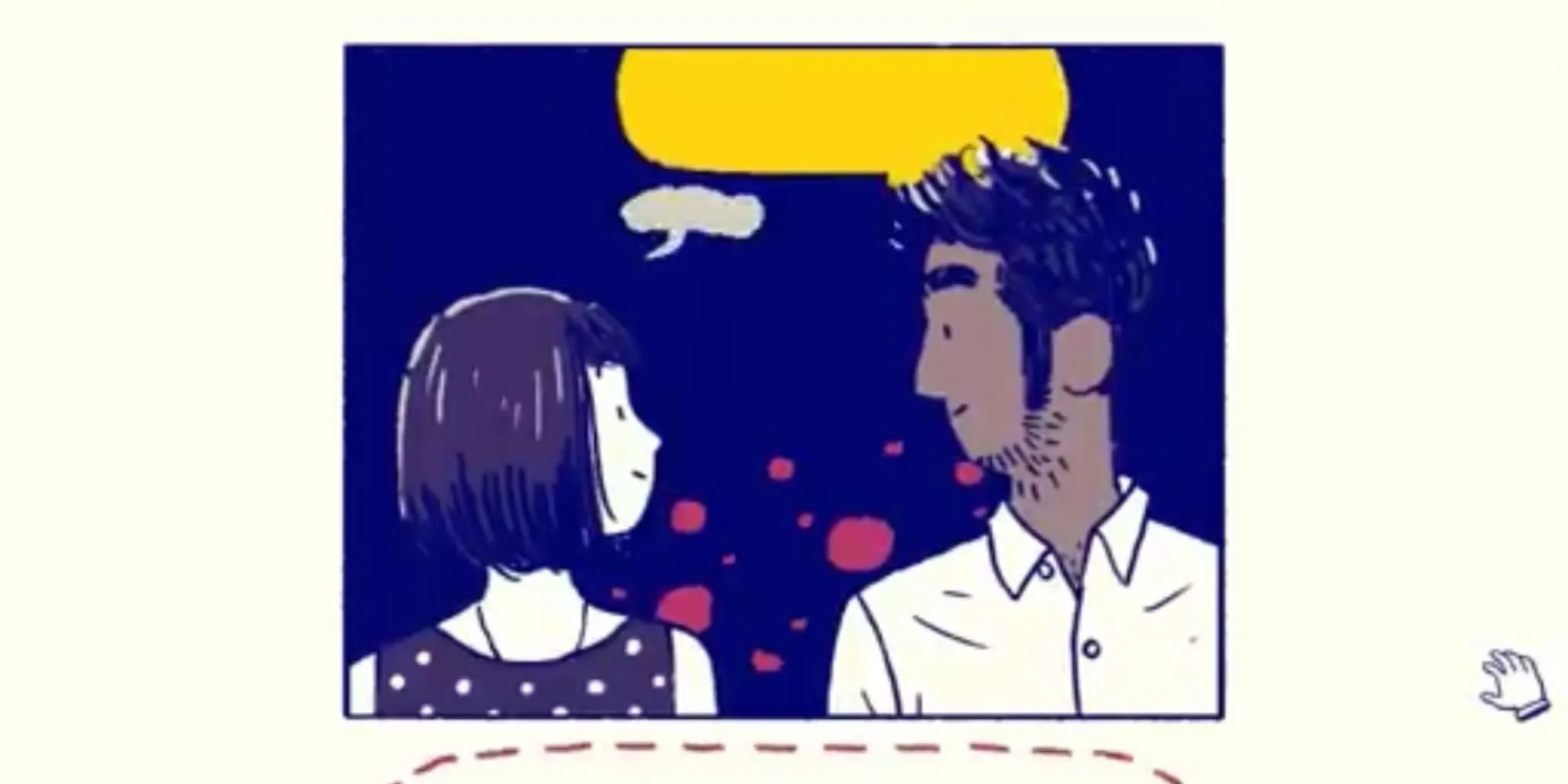 Florence and Krish looking at each other 