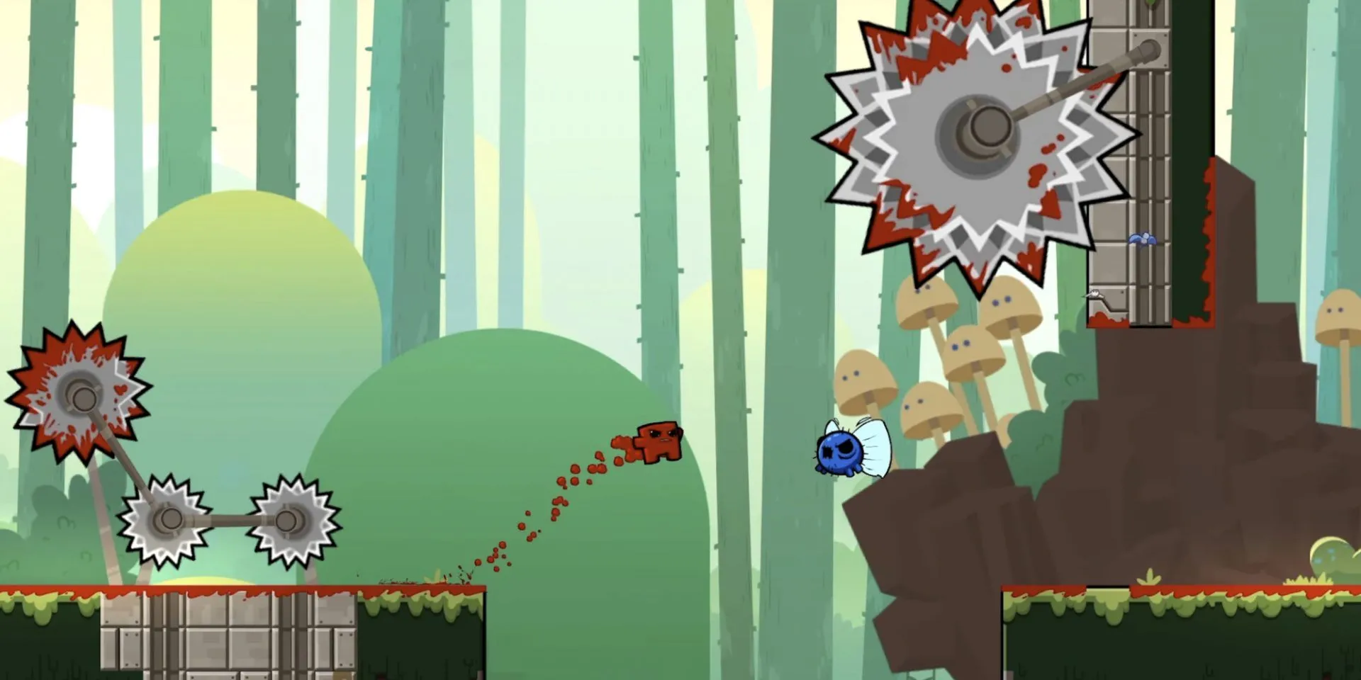 Gameplay đầy thử thách của Super Meat Boy với những cạm bẫy chết người