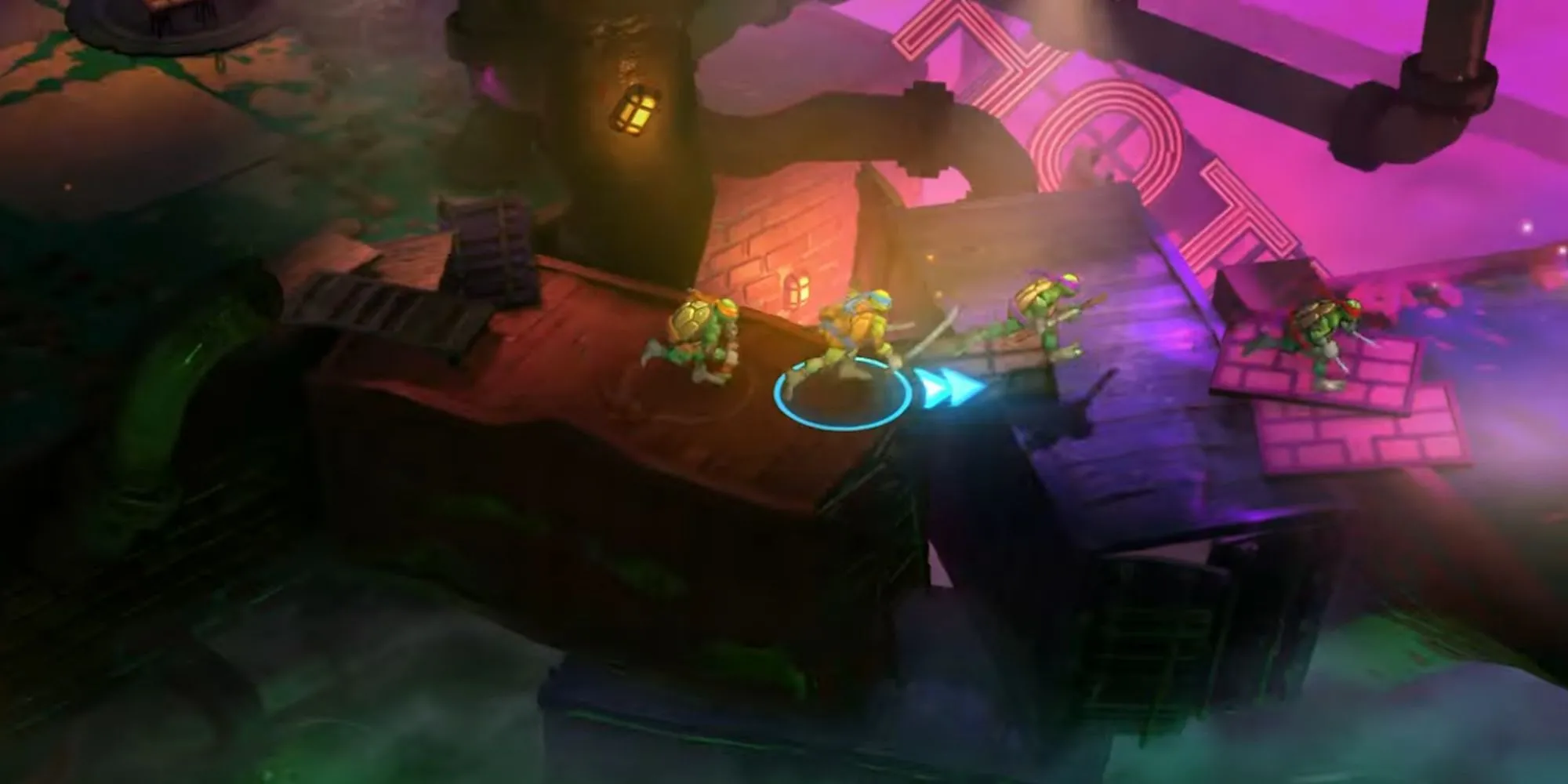 Gameplay góc nhìn từ trên xuống của game TMNT Splintered Fate