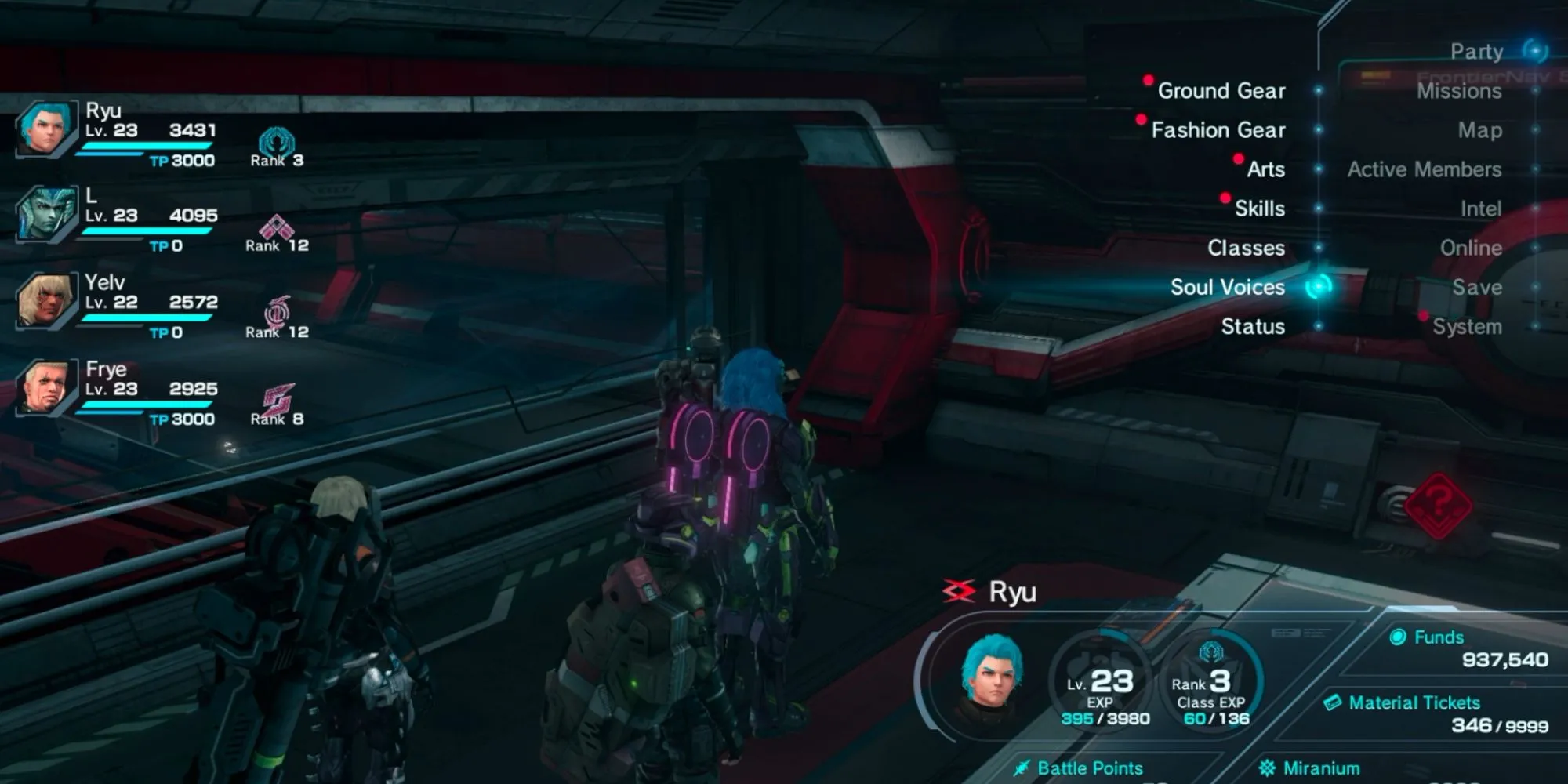 Giao diện menu Soul Voice trong Xenoblade Chronicles X