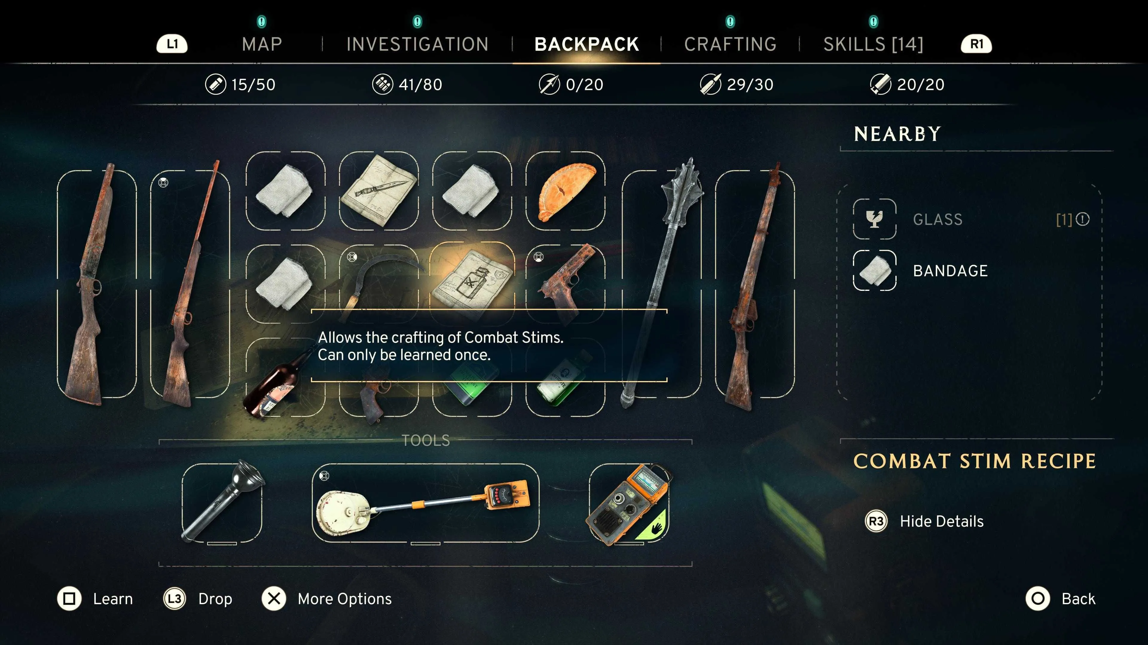 Giao diện menu trong game Atomfall