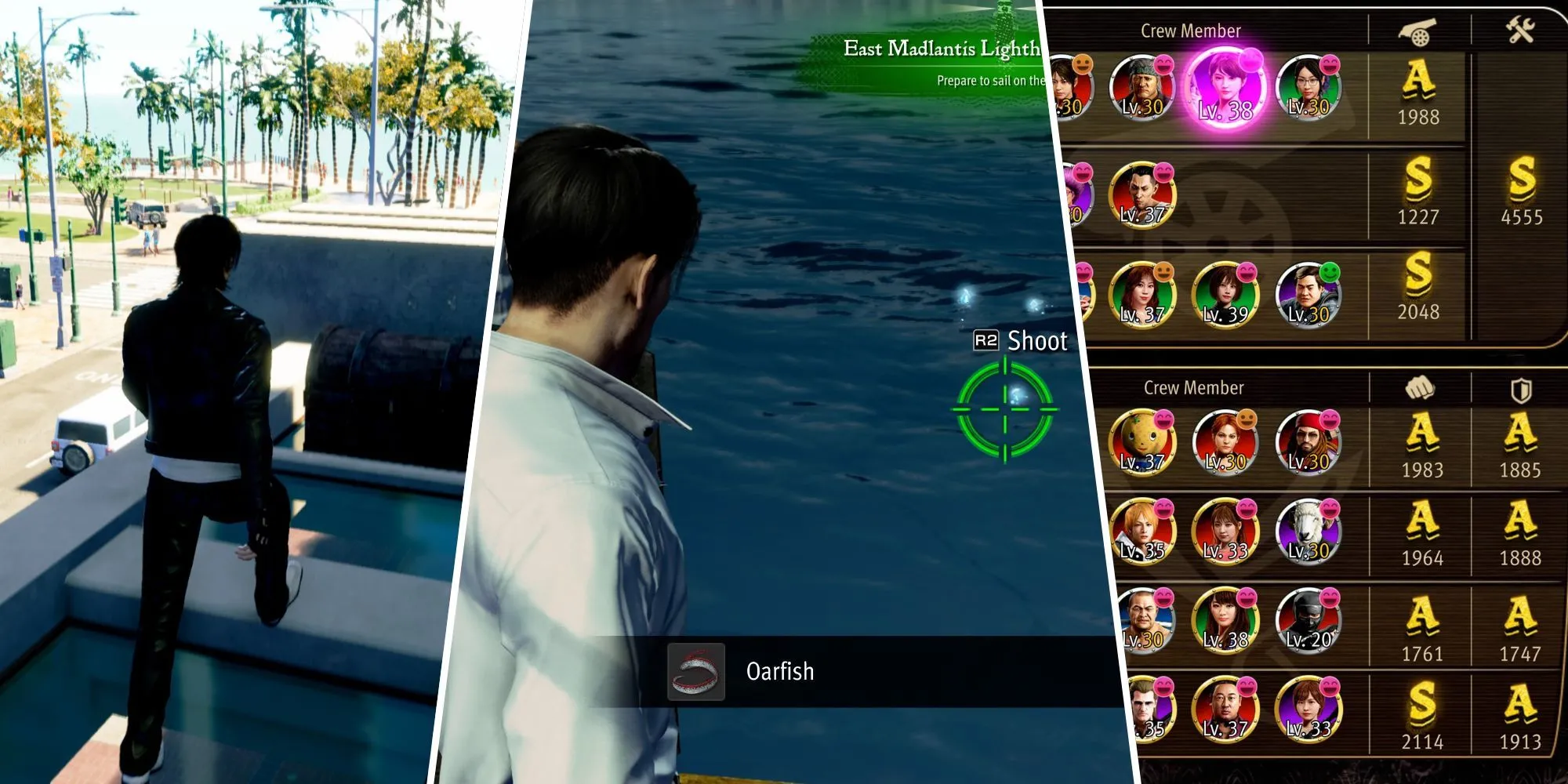 Giao diện trò chơi Like a Dragon: Pirate Yakuza in Hawaii hiển thị các mẹo cho người mới, cho thấy sự đổi mới trong gameplay của RGG Studio.