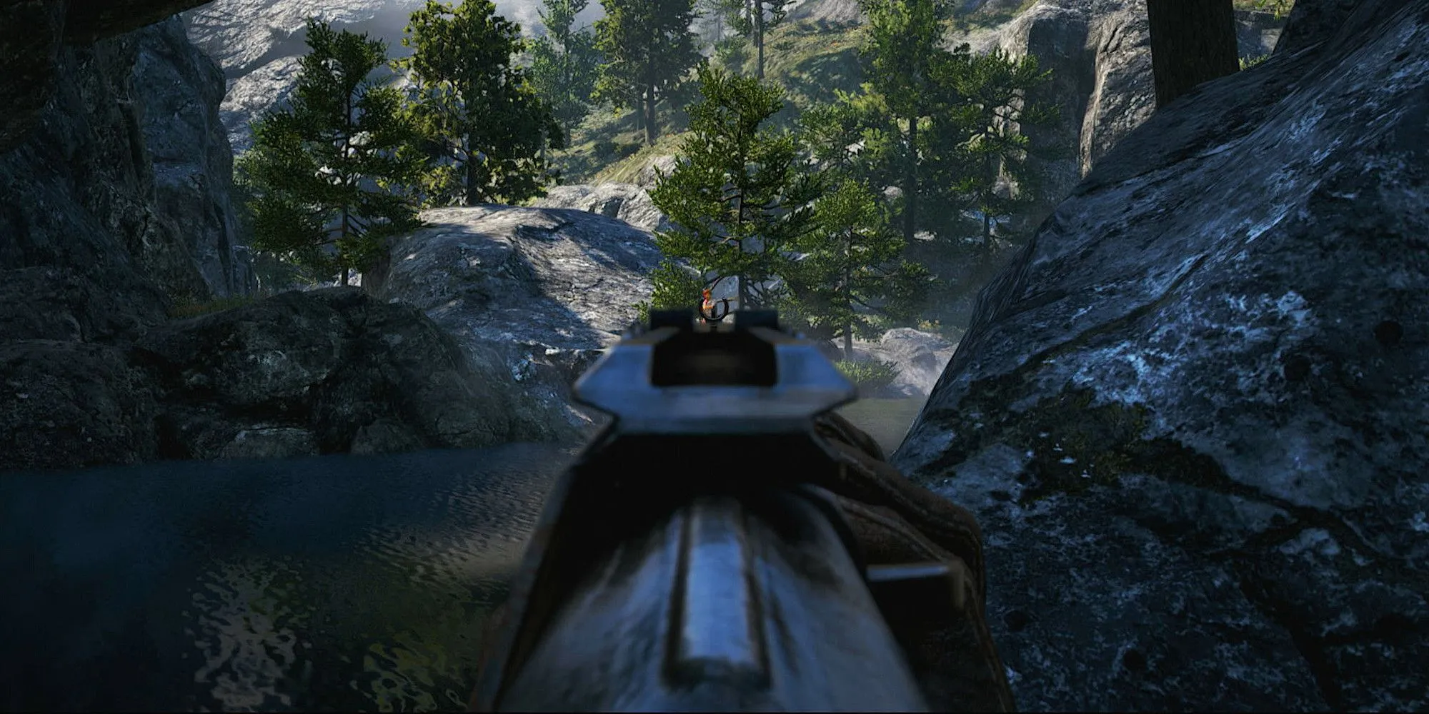 Góc nhìn thứ nhất không HUD trong Far Cry 4, nhân vật đang leo núi