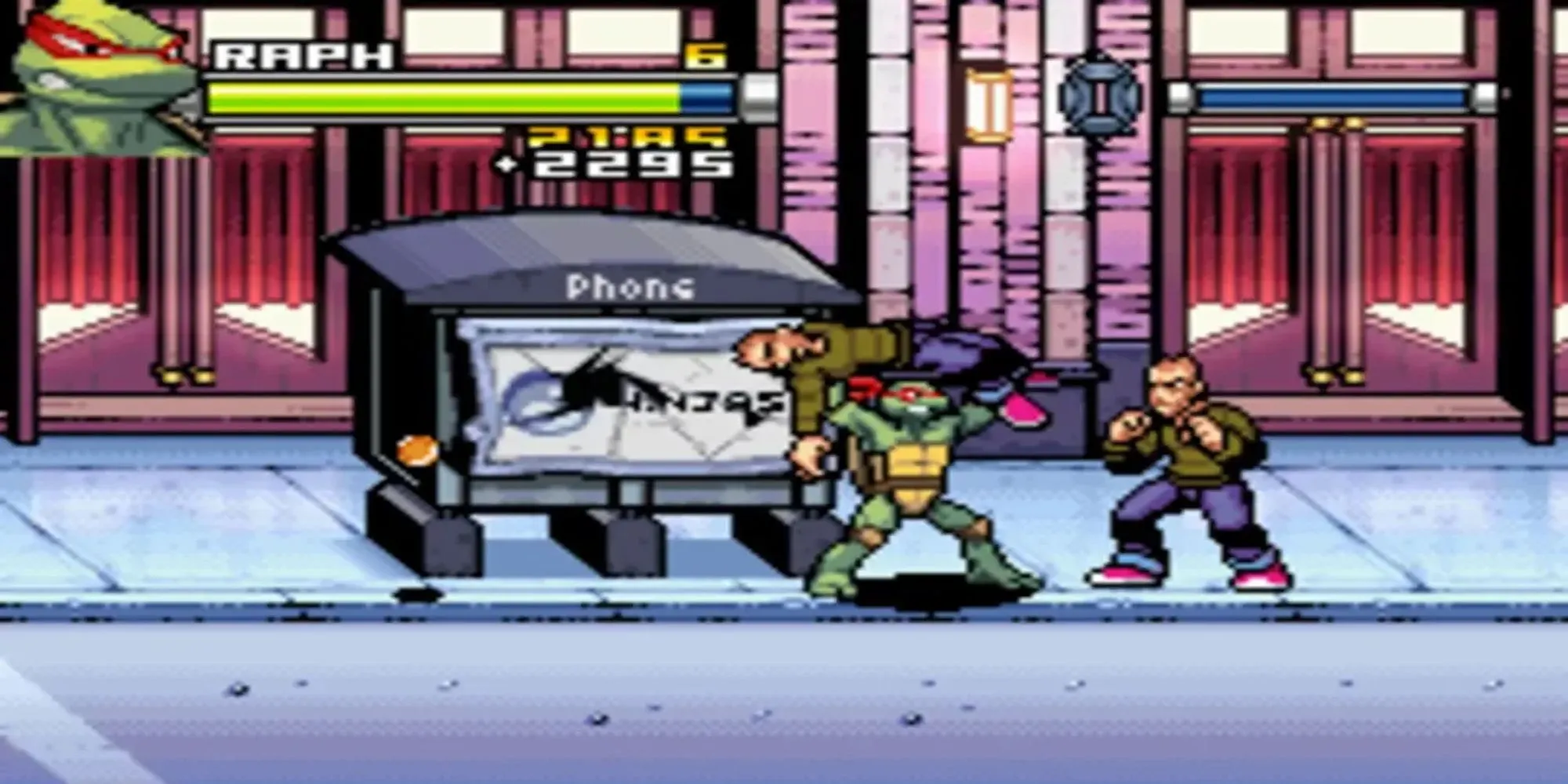 Hình ảnh game TMNT 2007 trên Game Boy Advance, lối chơi màn hình ngang