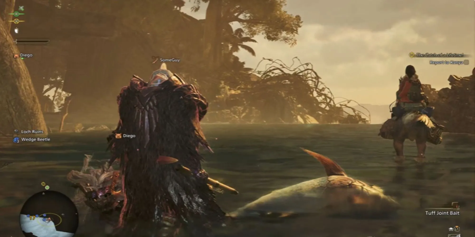 Hình ảnh minh họa các phần thưởng nhận được từ hoạt động câu cá trong Monster Hunter Wilds