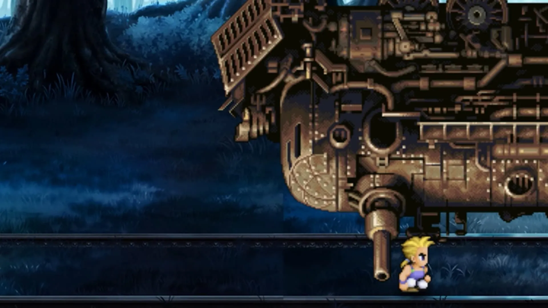 Khoảnh khắc Sabin sử dụng đòn Suplex với Phantom Train trong Final Fantasy VI