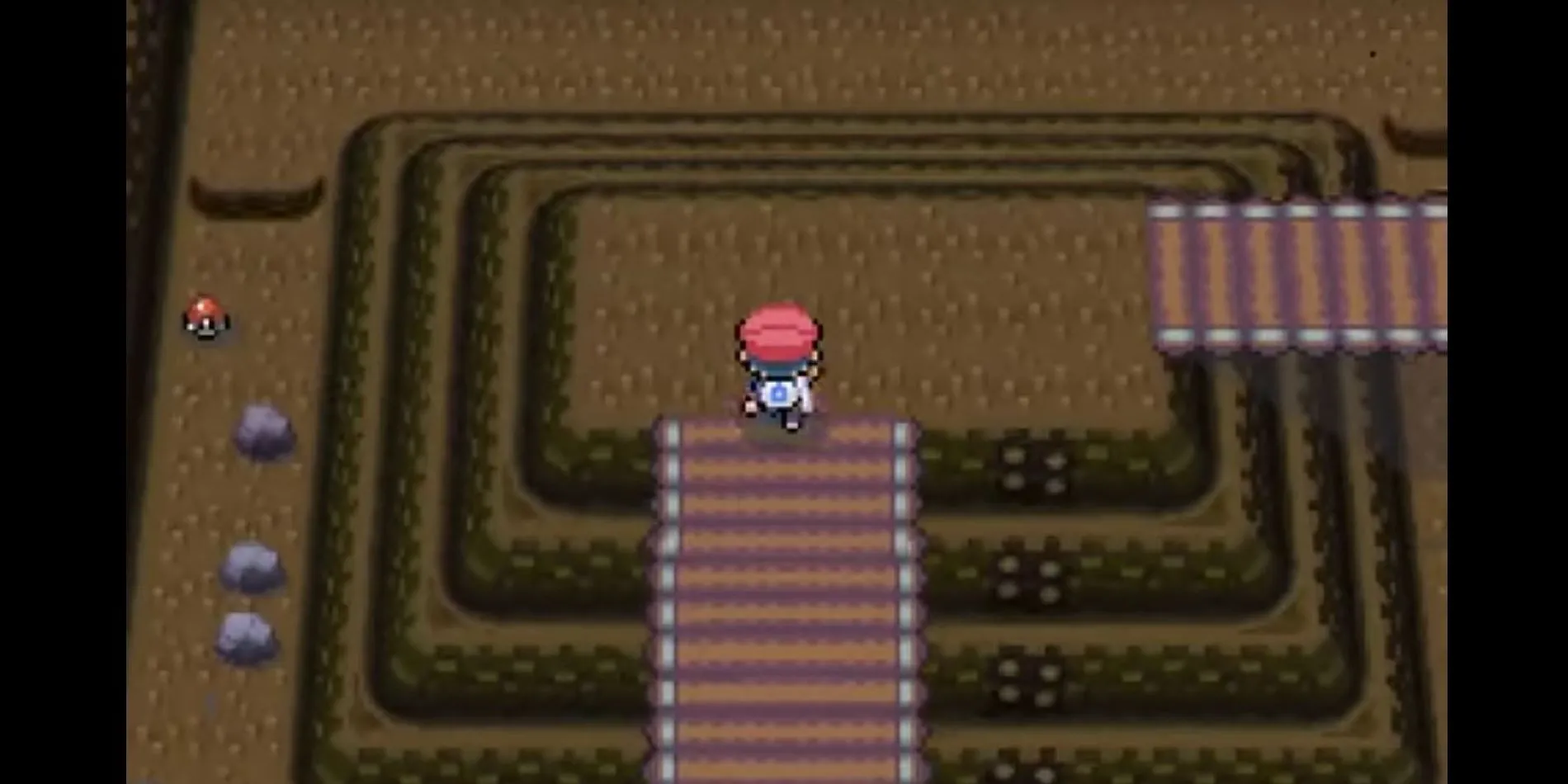 Khu vực Victory Road trong Pokémon Platinum với phong cách đồ họa 2D cổ điển