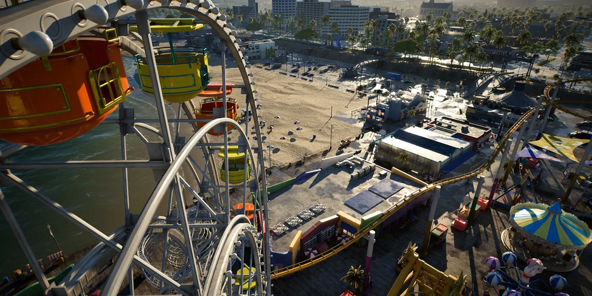 Khung cảnh bến tàu Santa Monica được tái hiện chi tiết trong game InZOI, thể hiện tiềm năng tùy biến của game.