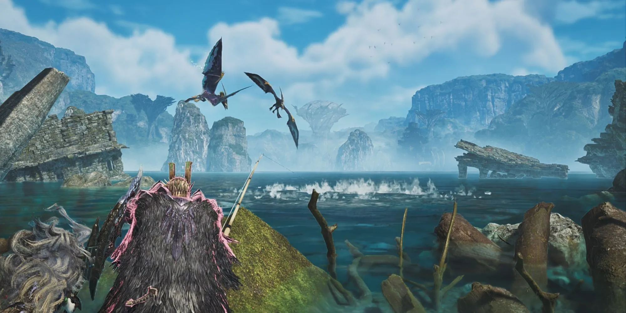 Khung cảnh đồng bằng lộng gió cho thấy khả năng câu cá trong Monster Hunter Wilds