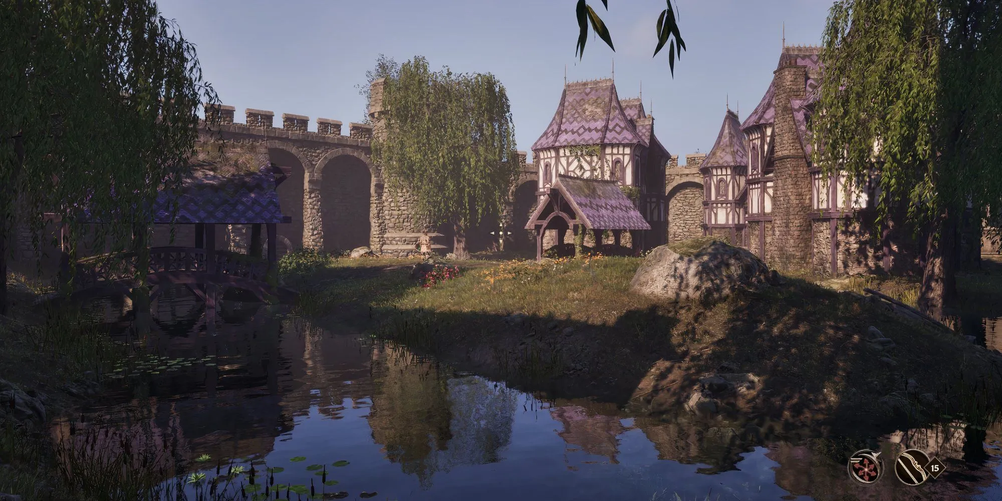 Khung cảnh thành phố Cheydinhal trong tỉnh Cyrodiil, một khu vực để khám phá trong Oblivion Remastered