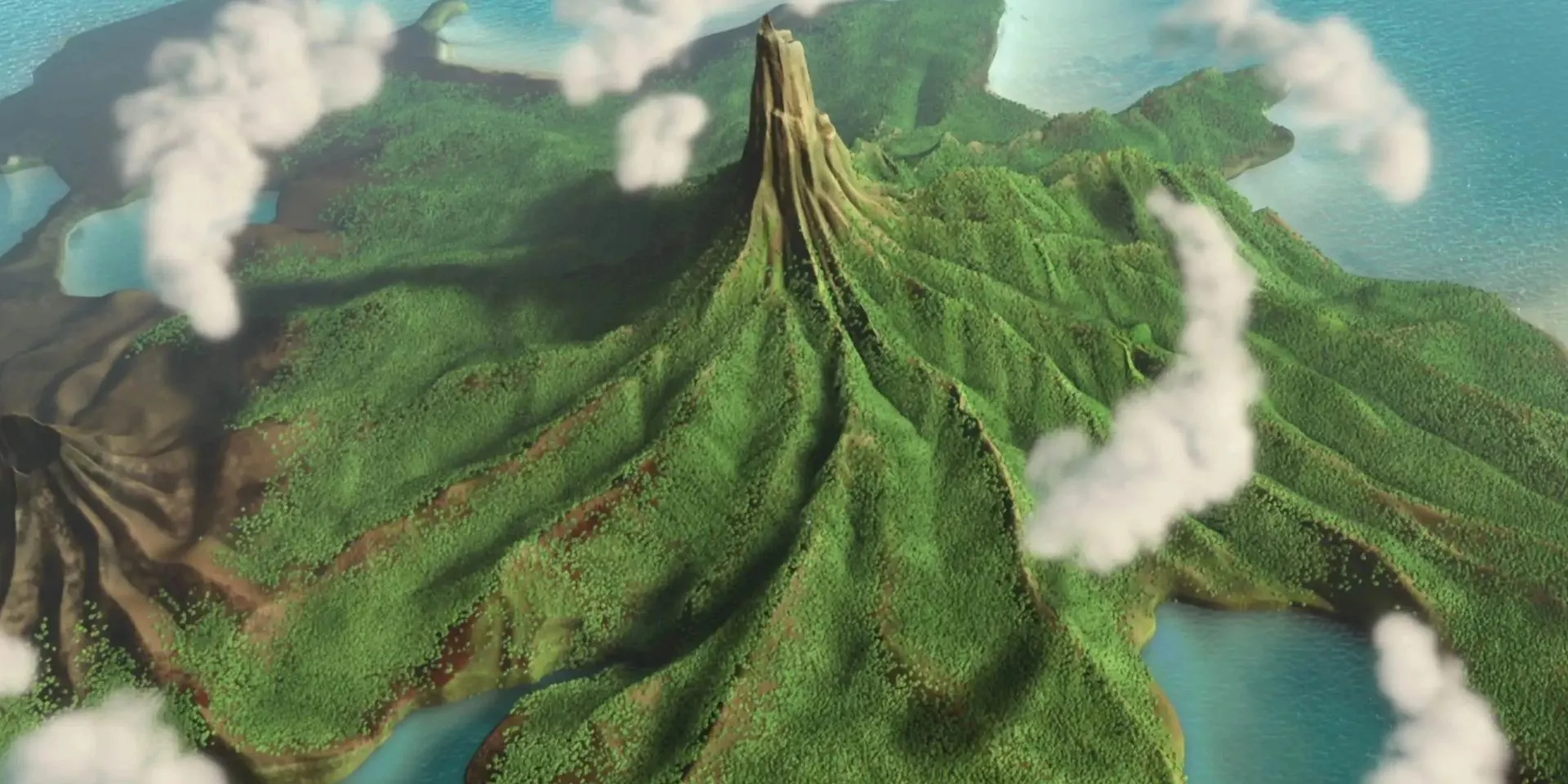 Khung cảnh từ trên cao của hòn đảo Nomanisan bí ẩn trong The Incredibles