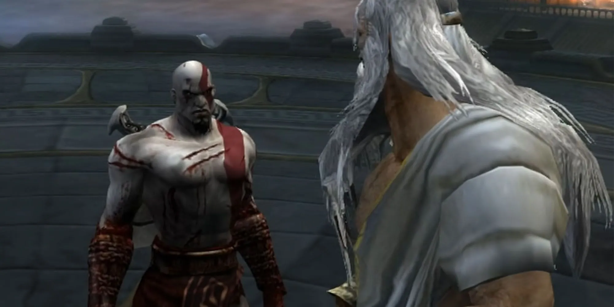 Kratos đối đầu Colossus of Rhodes trong God Of War 2 trên PS2