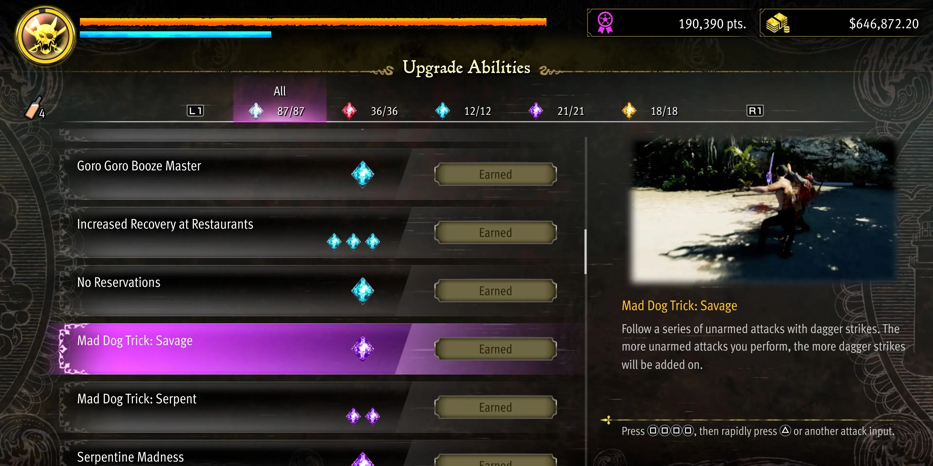 Kỹ năng Mad Dog Trick Savage trong Pirate Yakuza cho phép Majima tung chuỗi đòn liên hoàn cực mạnh