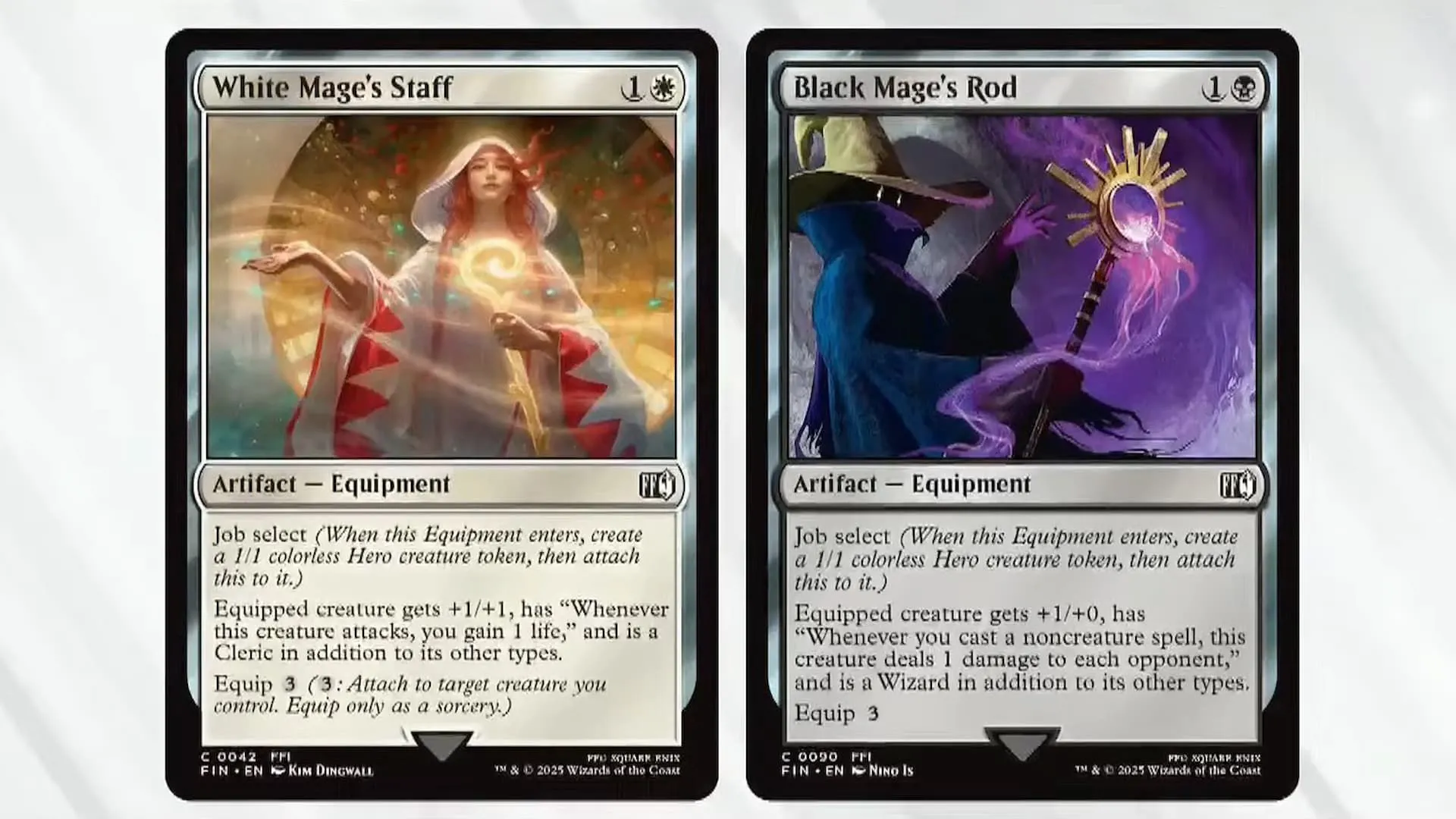 Lá bài Magic The Gathering với keyword Job Select và hình ảnh các Job Final Fantasy