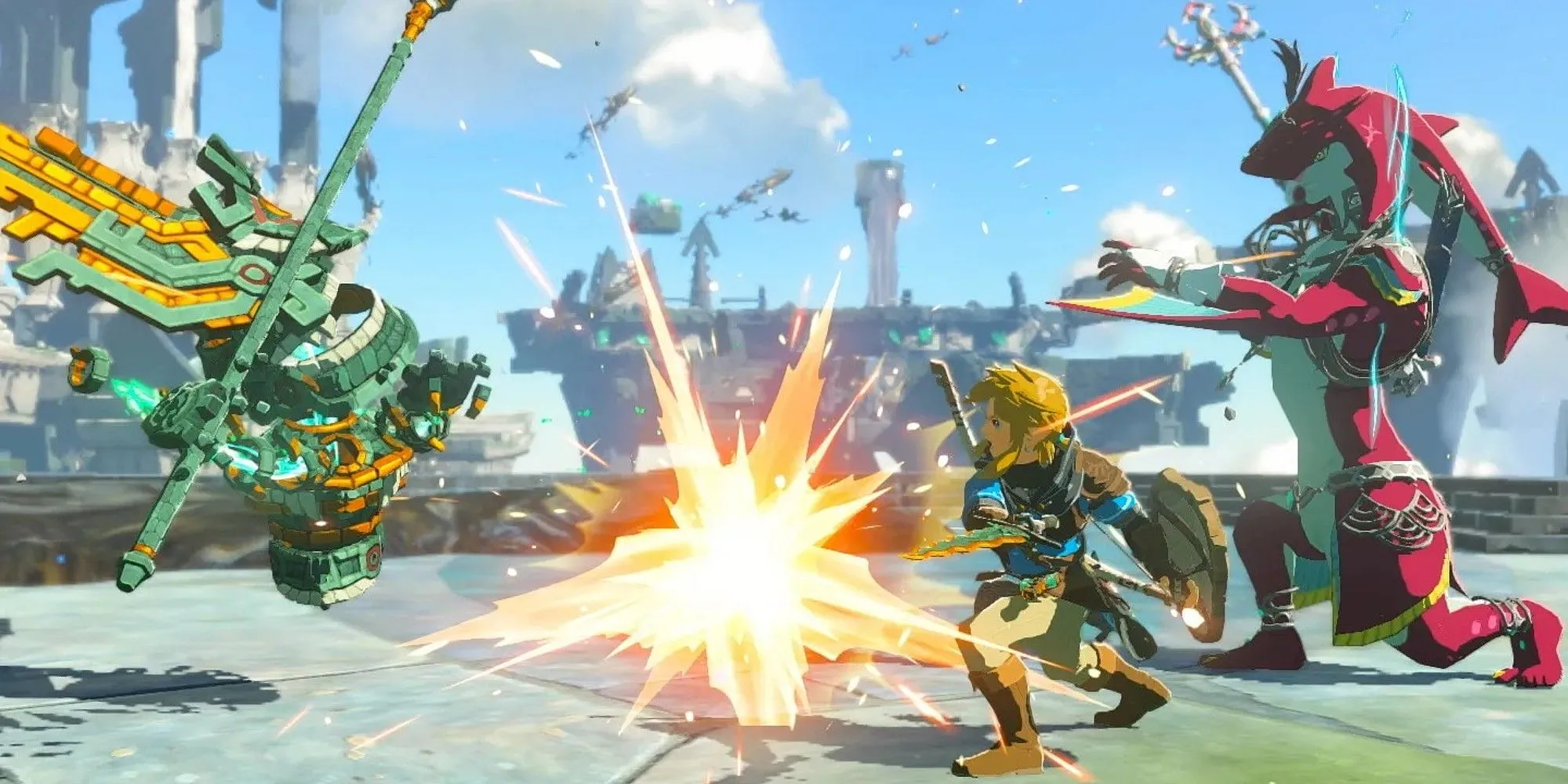 Link sử dụng năng lực Ultrahand trong The Legend of Zelda: Tears of the Kingdom