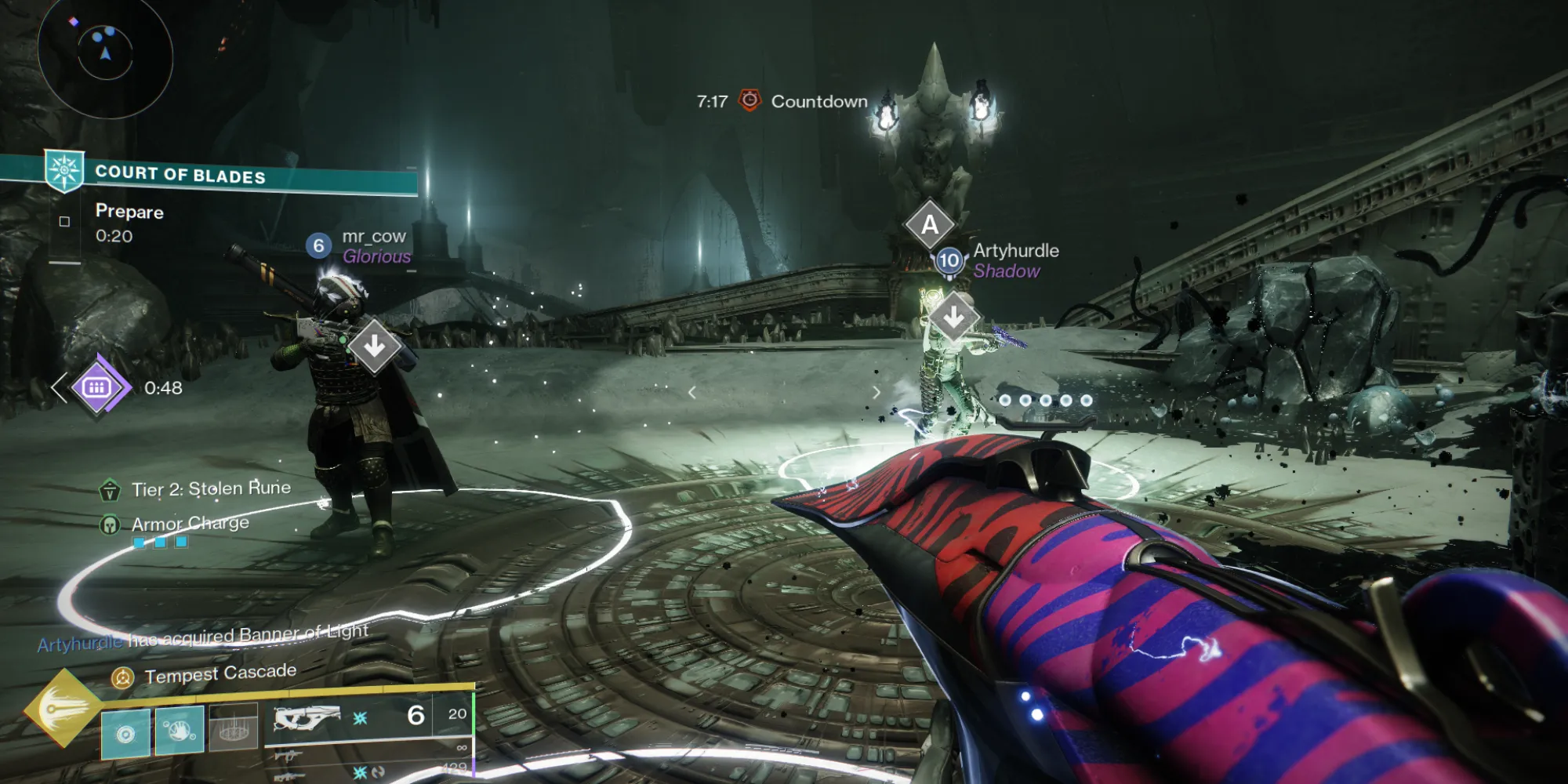Lối vào Court of Oryx trong Destiny 2 với các vòng tròn kích hoạt