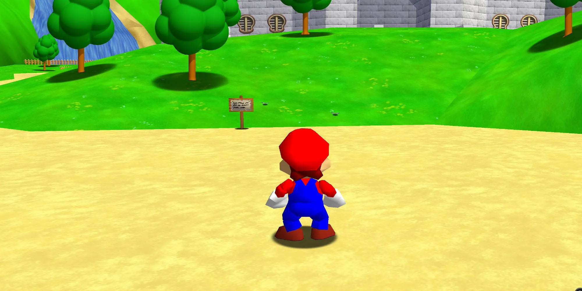 Mario đang bay trong Super Mario 64, thể hiện khả năng di chuyển 3D tự do