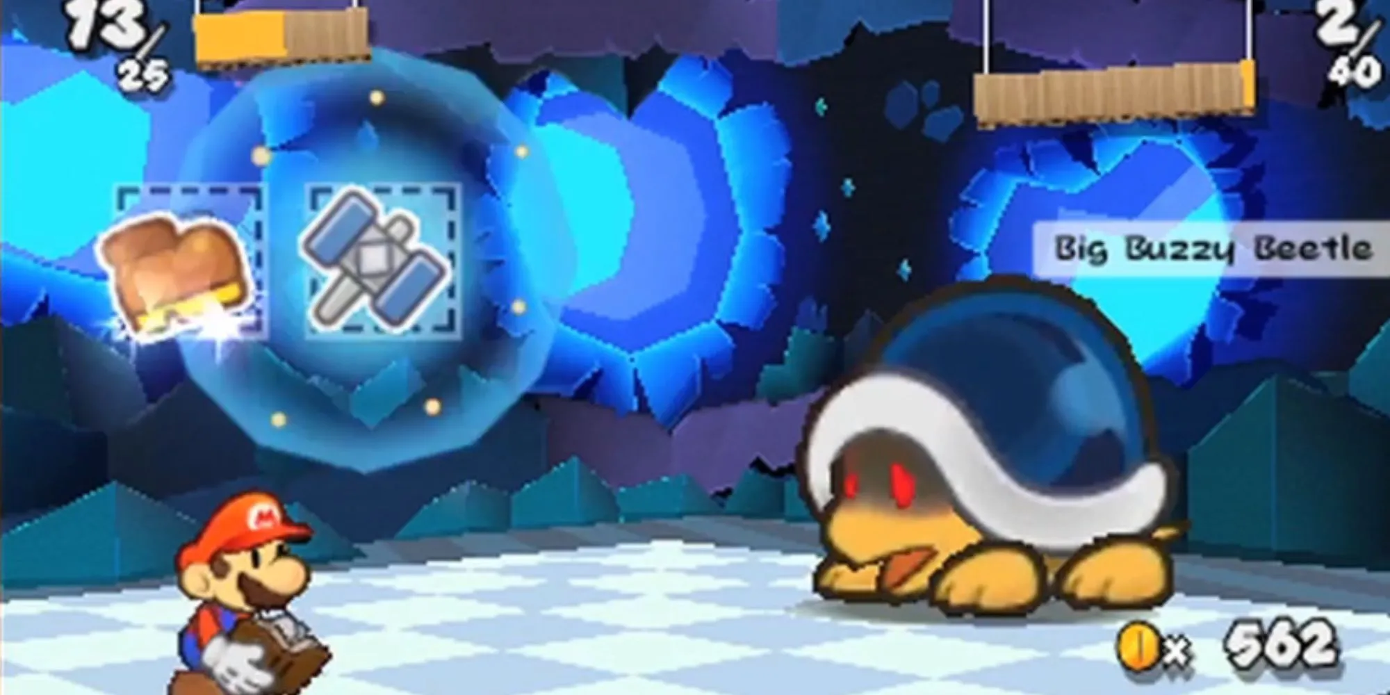 Mario phiên bản giấy chiến đấu với kẻ thù bằng sticker trong Paper Mario Sticker Star