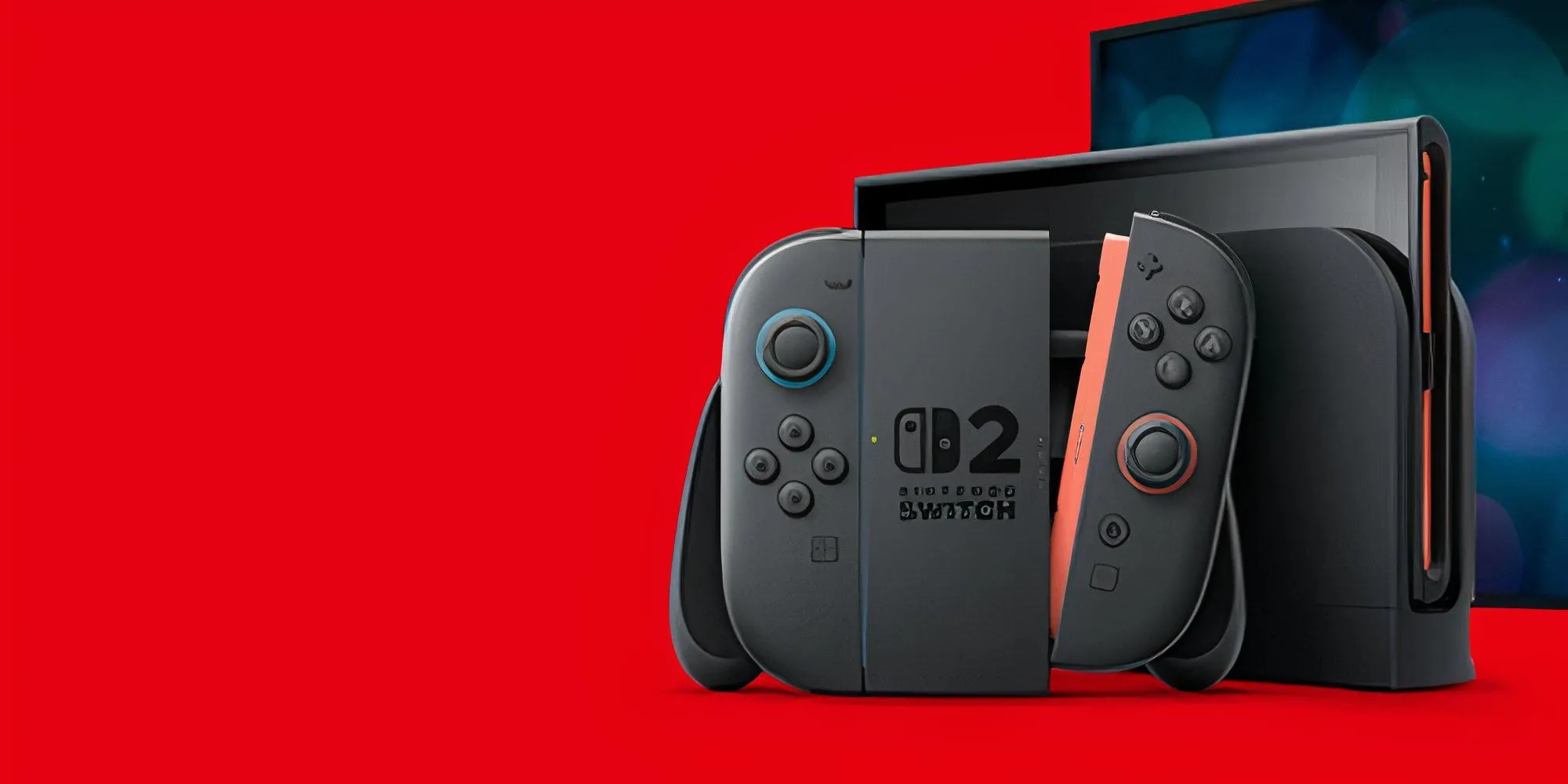 Máy console Nintendo Switch 2 màu đỏ thể hiện thiết kế chế độ cầm tay