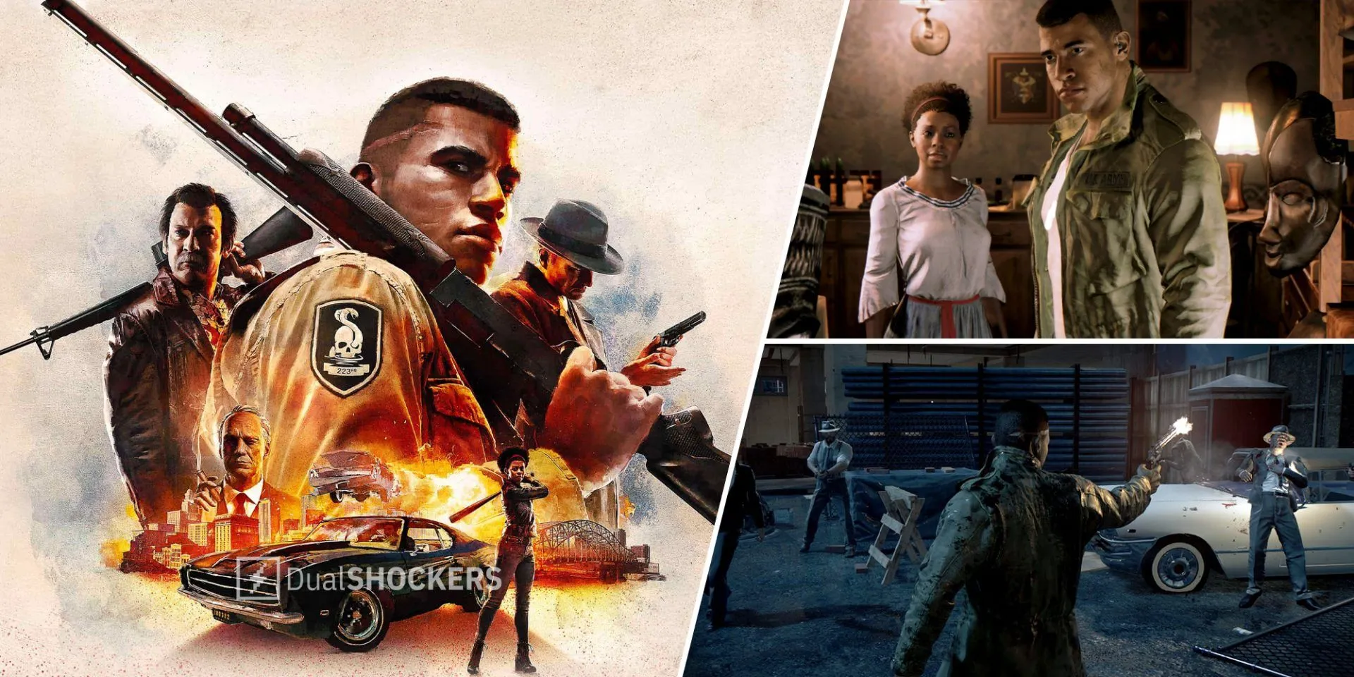 Mô tả hình ảnh Mafia III - Lincoln Clay cầm súng hành động