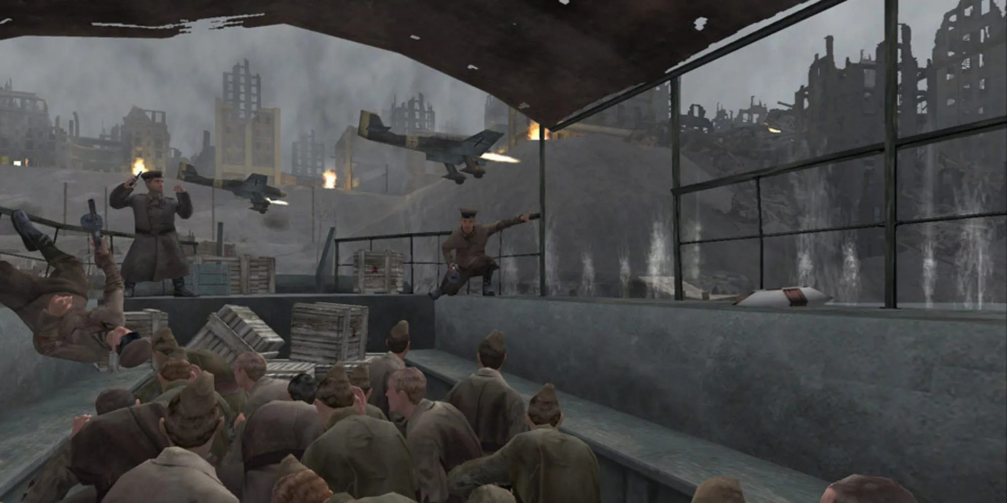 Một cảnh chiến đấu trong game Call of Duty phiên bản 2003