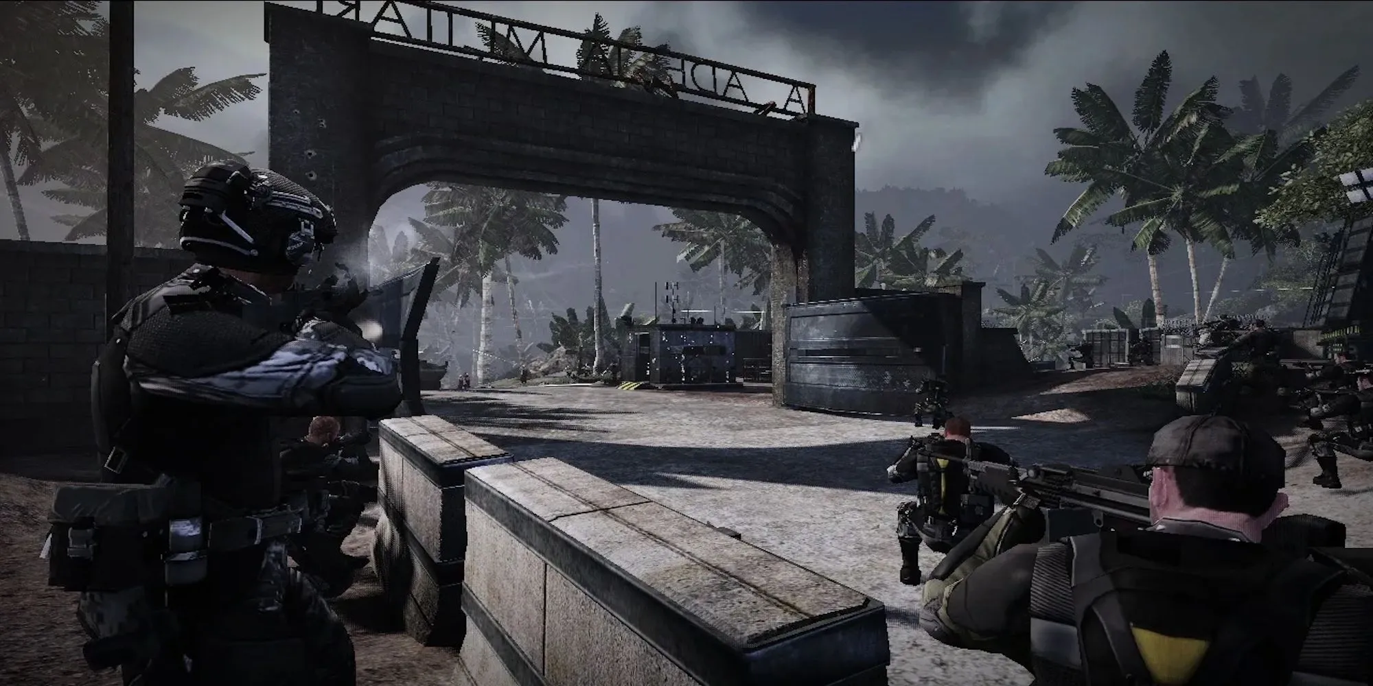 Một cảnh chiến trường đông người chơi trong game bắn súng online MAG trên PS3