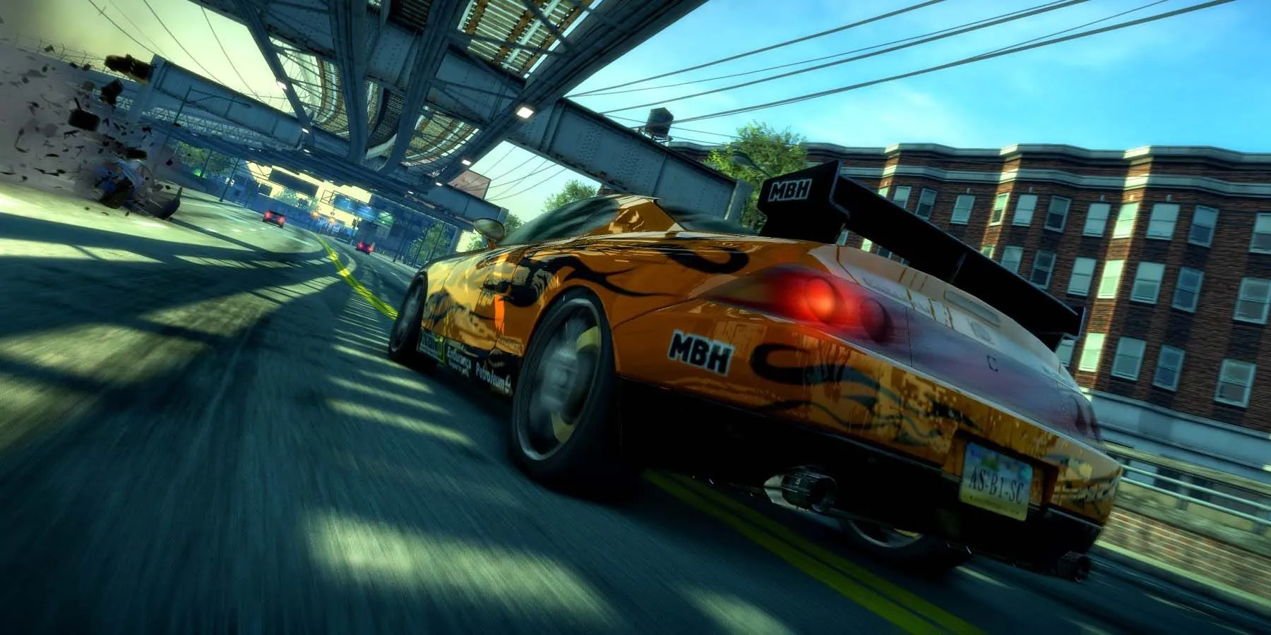 Một cảnh đua xe và va chạm trong Burnout Paradise Remastered