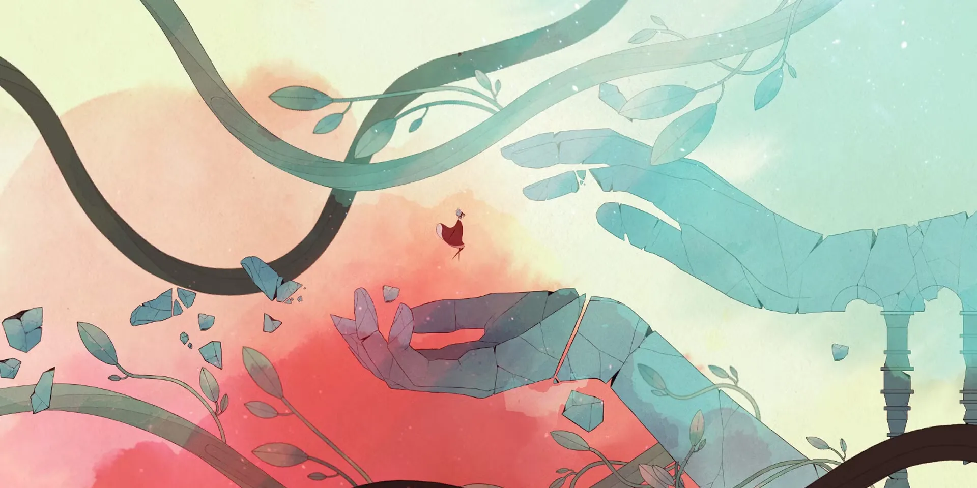 Một cảnh gameplay đầy màu sắc và nghệ thuật trong game GRIS