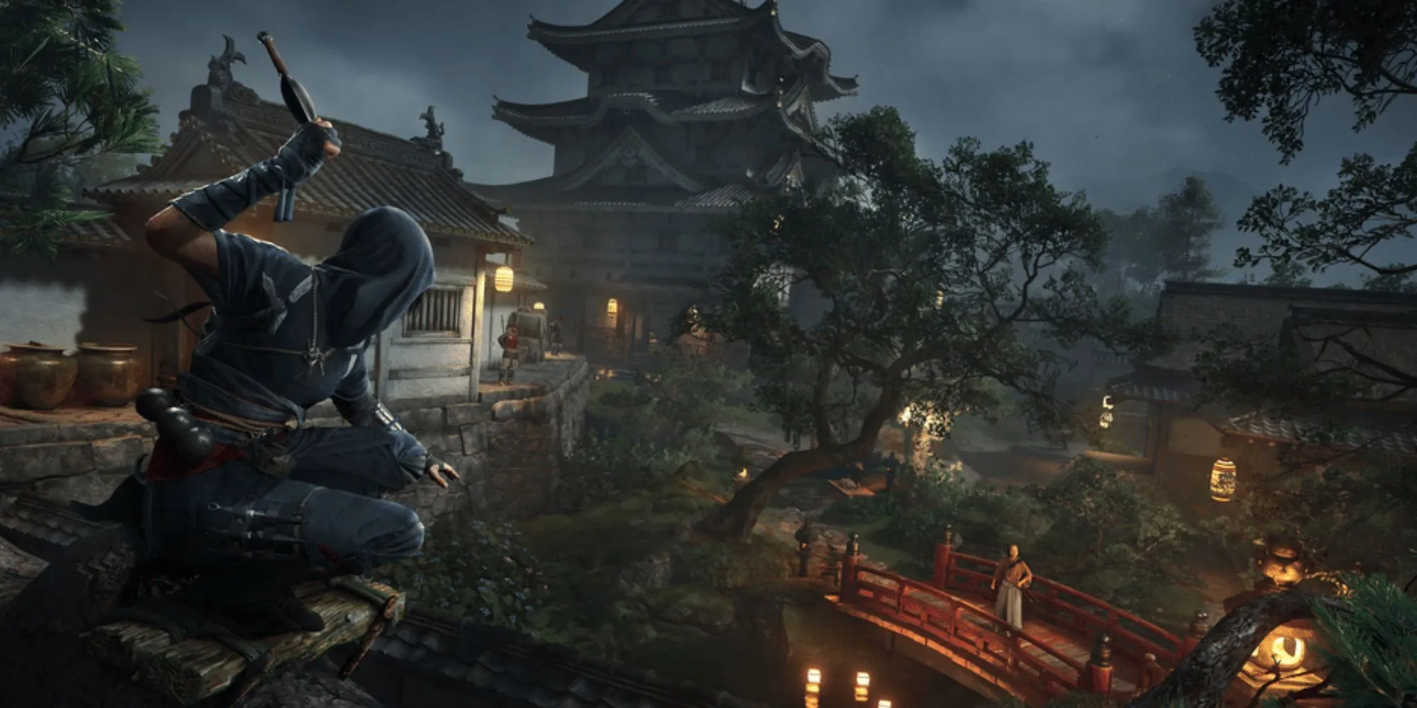 Một cảnh trong game Assassin's Creed Shadows cho thấy kiến trúc đền thờ Nhật Bản.