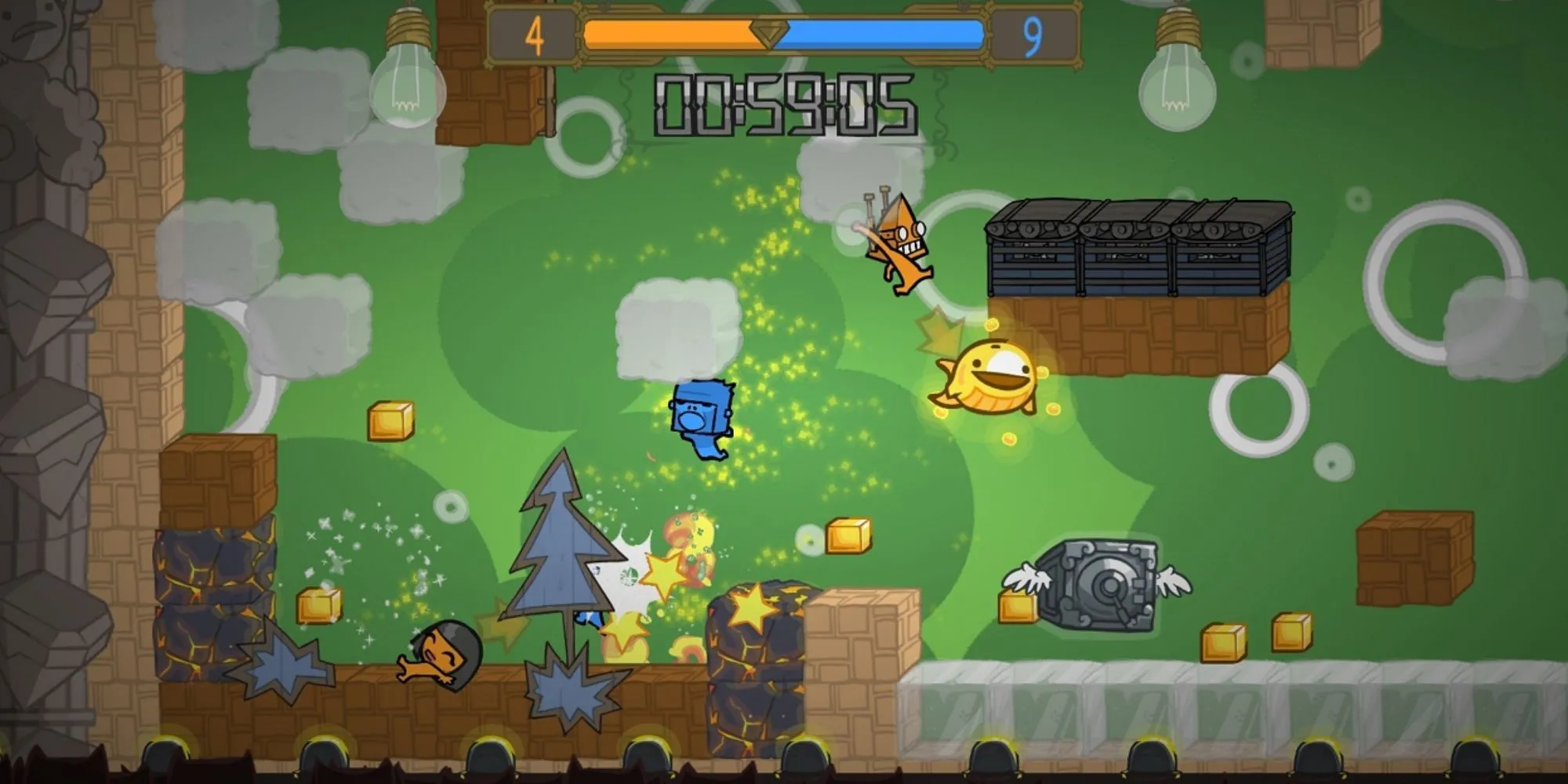 Một cảnh trong game Battleblock Theater với các nhân vật ngộ nghĩnh