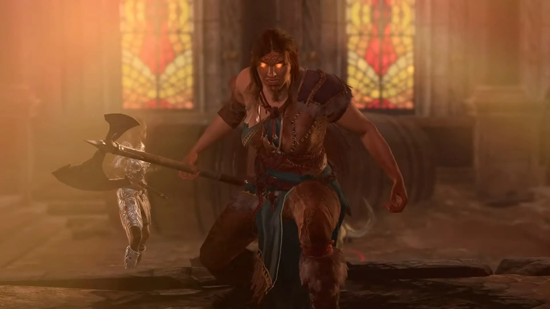 Một chiến binh Barbarian trong Baldur's Gate 3 với tạo hình mạnh mẽ
