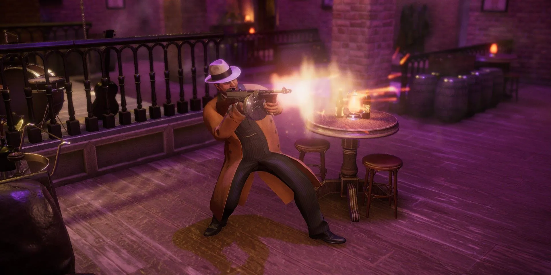 Một góc phố Chicago trong game Empire of Sin với phong cách đồ họa đặc trưng