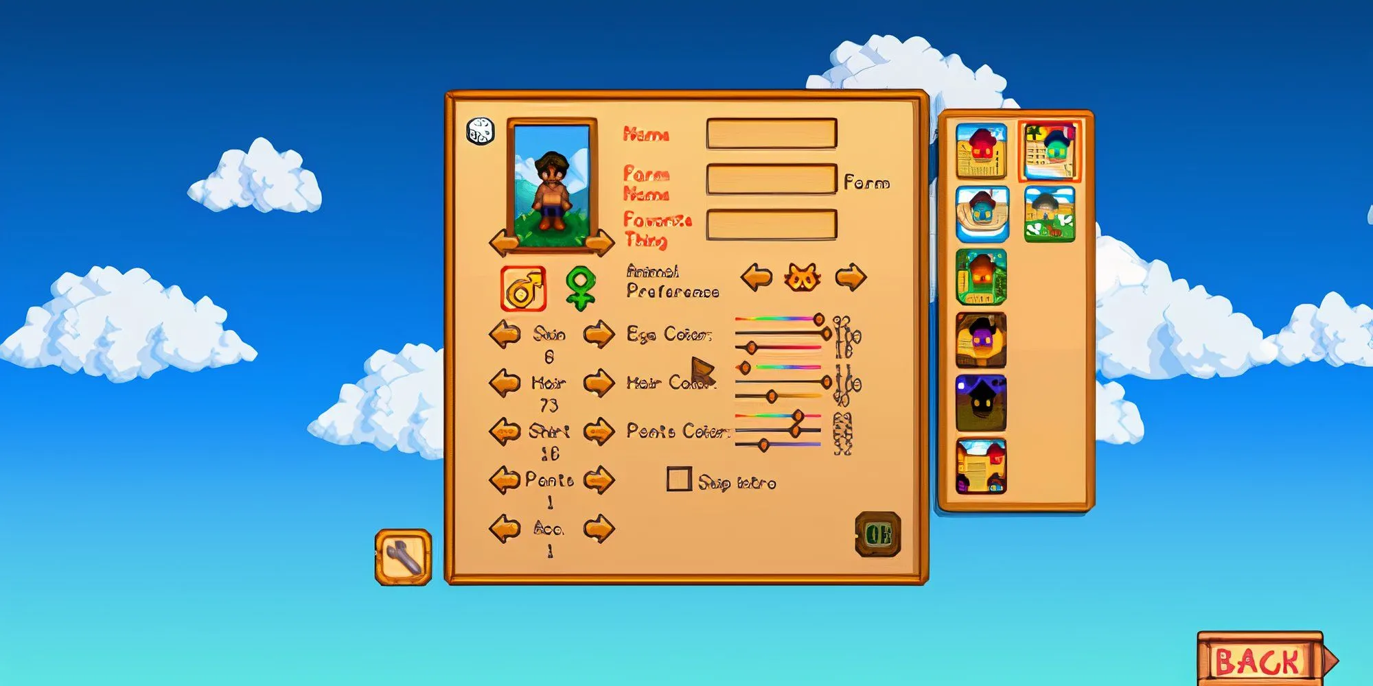 Một người chơi Stardew Valley đang chọn lựa giữa các kiểu trang trại khác nhau khi bắt đầu game.