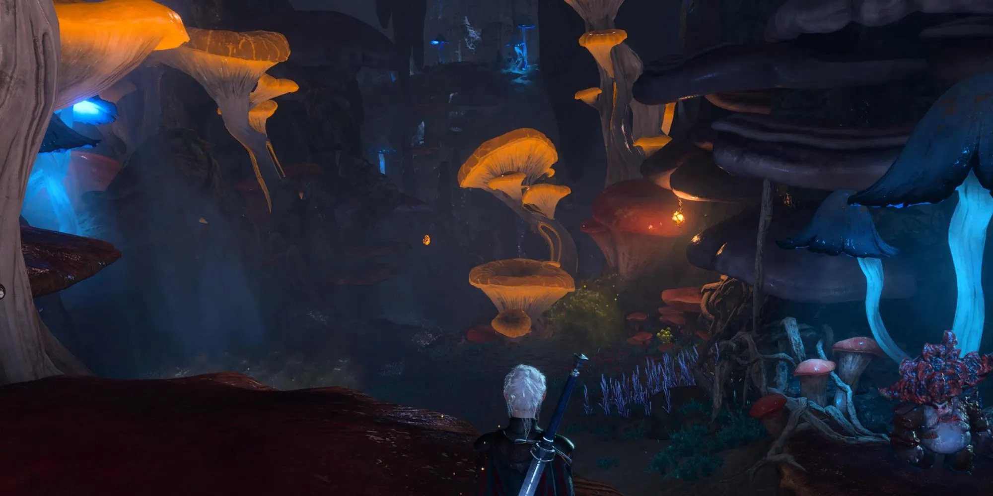 Một nhóm nhân vật đang khám phá một hang động trong game Baldur's Gate 3, thể hiện môi trường khám phá đa dạng và tính chất nhập vai dựa trên D&amp;D.