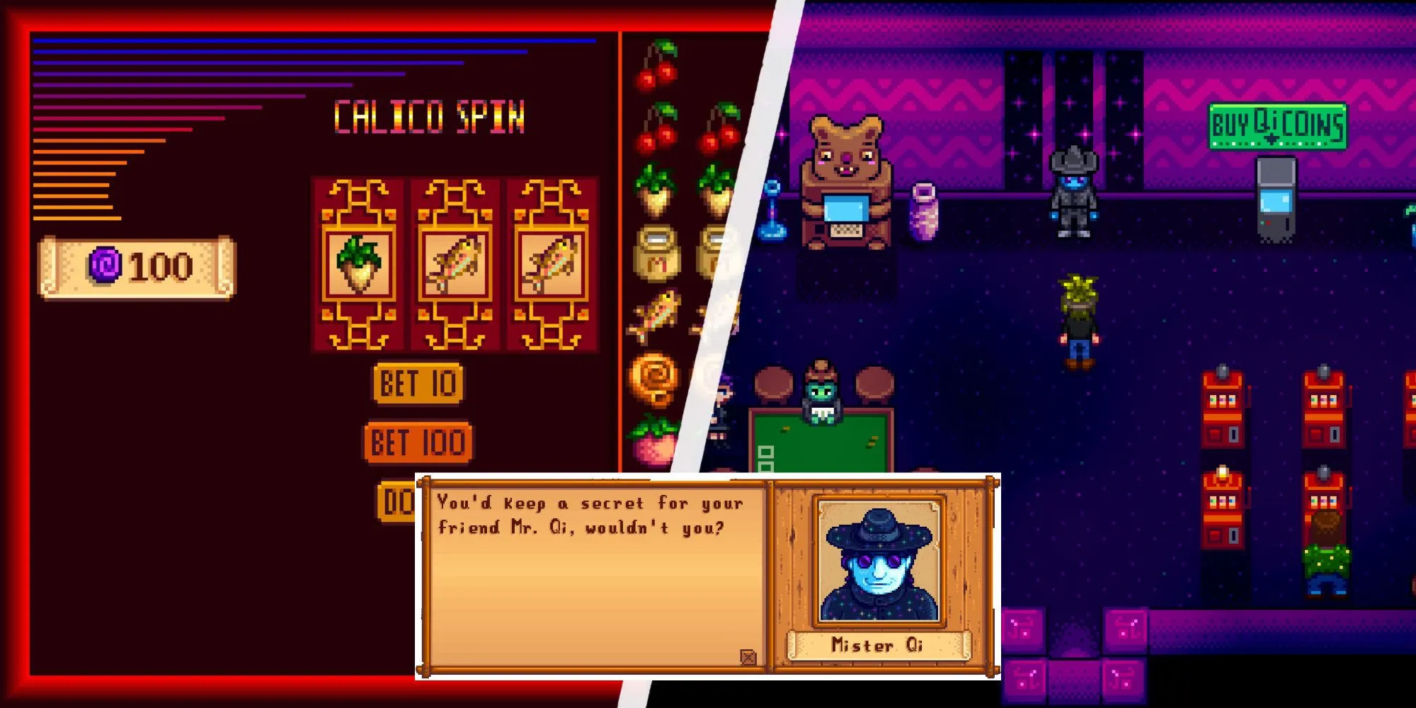 Mr. Qi đang nói chuyện trong Casino Stardew Valley