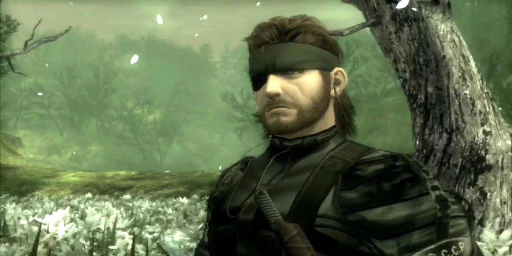 Naked Snake trong bối cảnh rừng rậm của Metal Gear Solid 3: Snake Eater