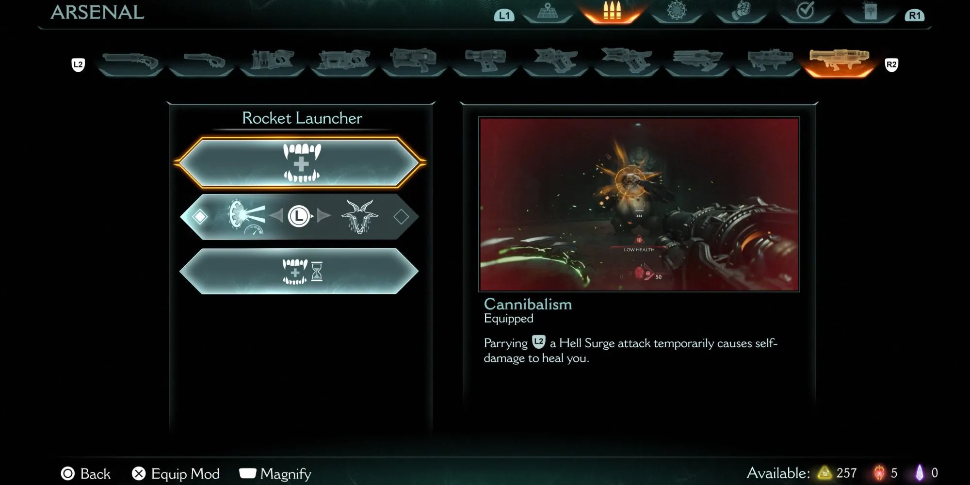 Nâng cấp vũ khí Cannibalism cho Rocket Launcher trong DOOM The Dark Ages