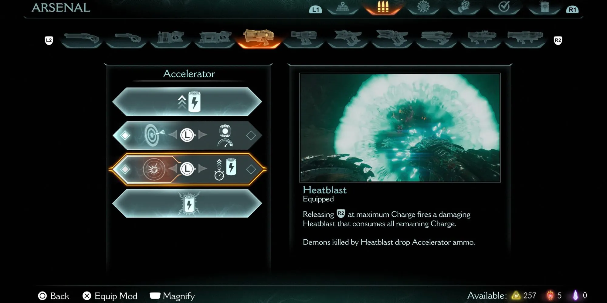 Nâng cấp vũ khí Heatblast cho Accelerator trong DOOM The Dark Ages