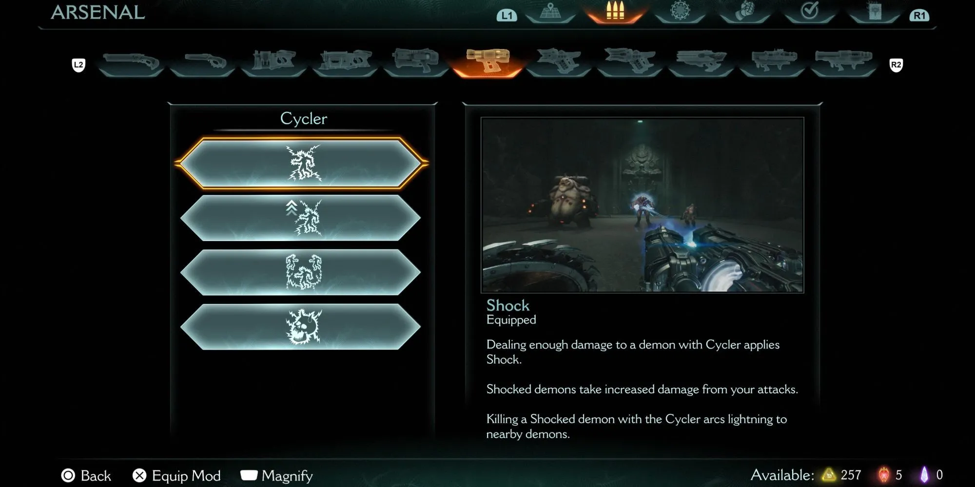 Nâng cấp vũ khí Shock cho Cycler trong DOOM The Dark Ages