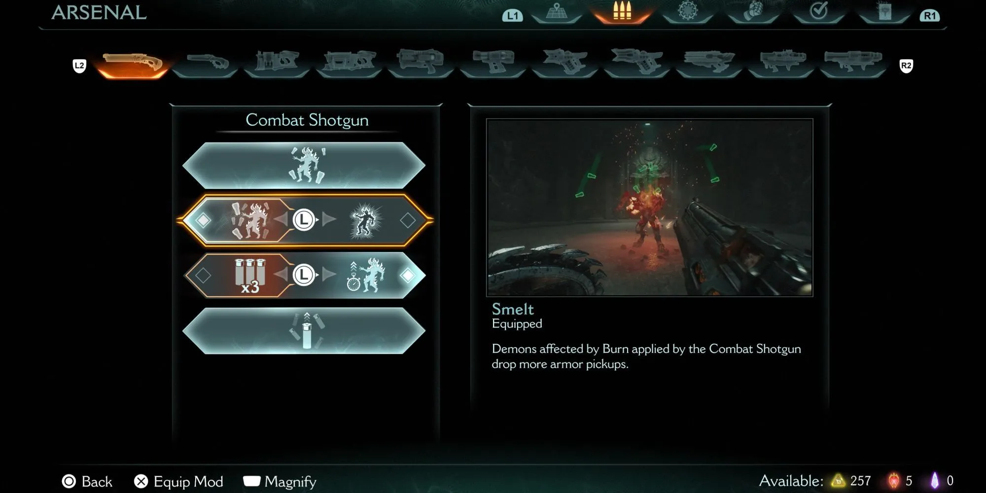 Nâng cấp vũ khí Smelt cho Combat Shotgun trong DOOM The Dark Ages