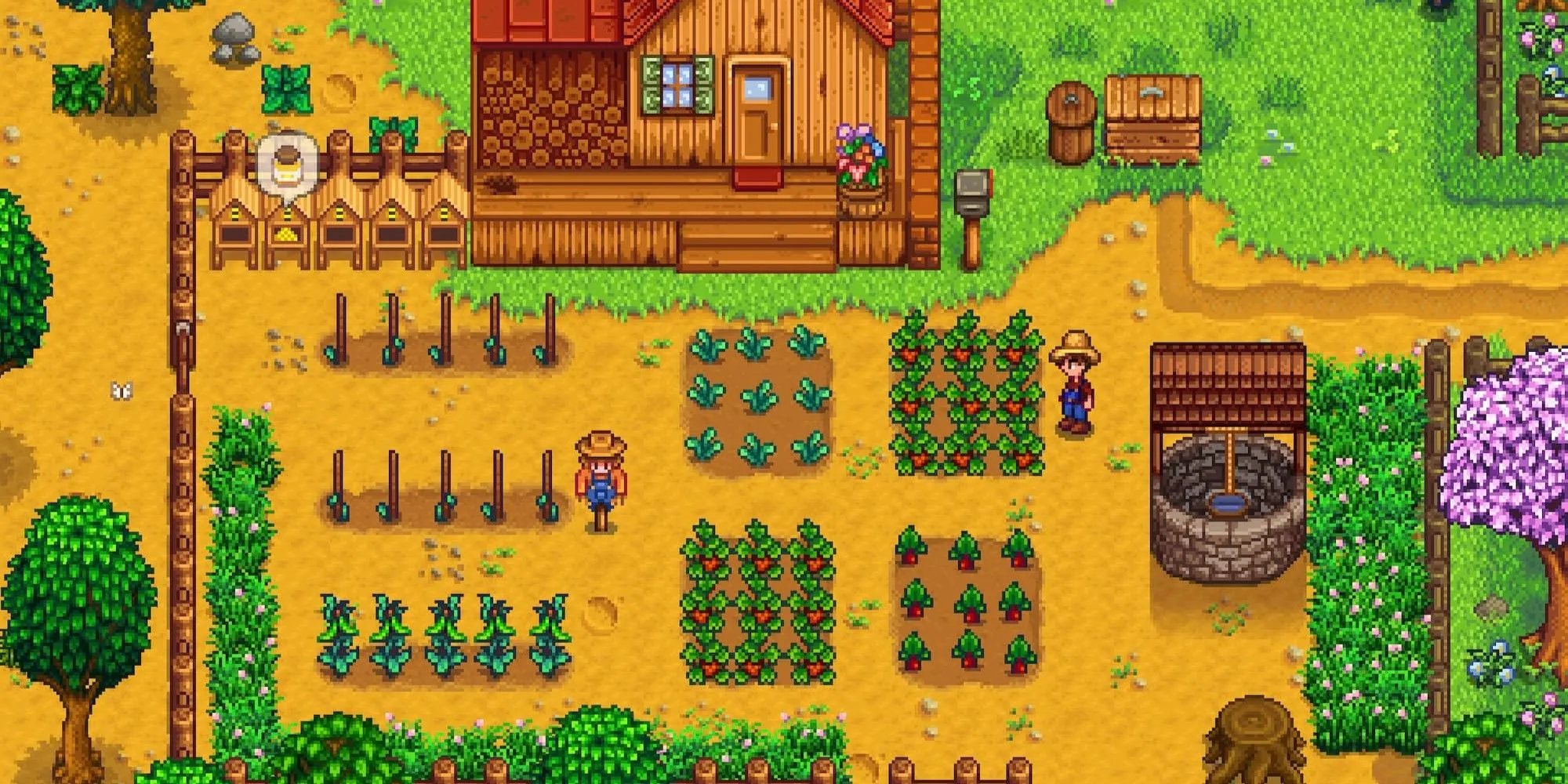 Người chơi chăm sóc nông trại trong game Stardew Valley