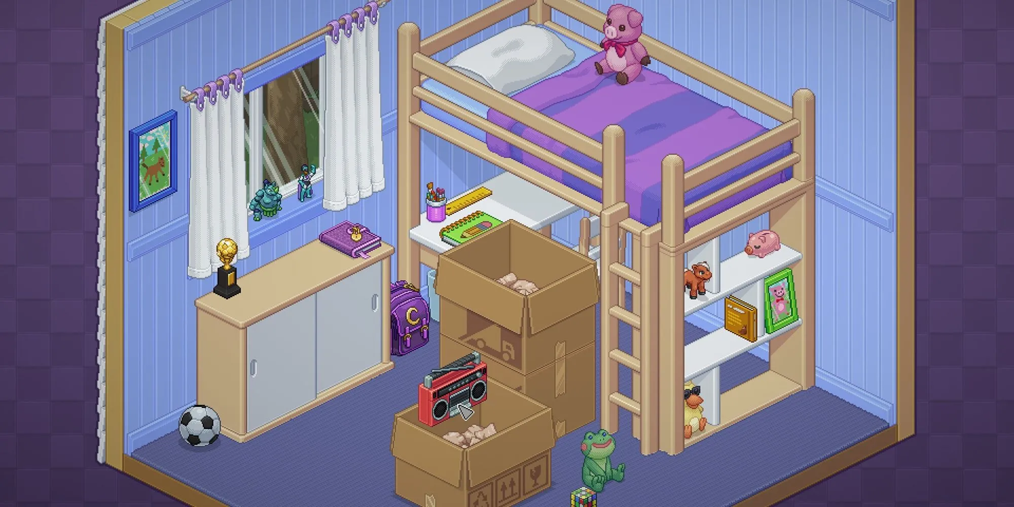 Người chơi sắp xếp đồ đạc trong căn phòng đầu tiên của game Unpacking