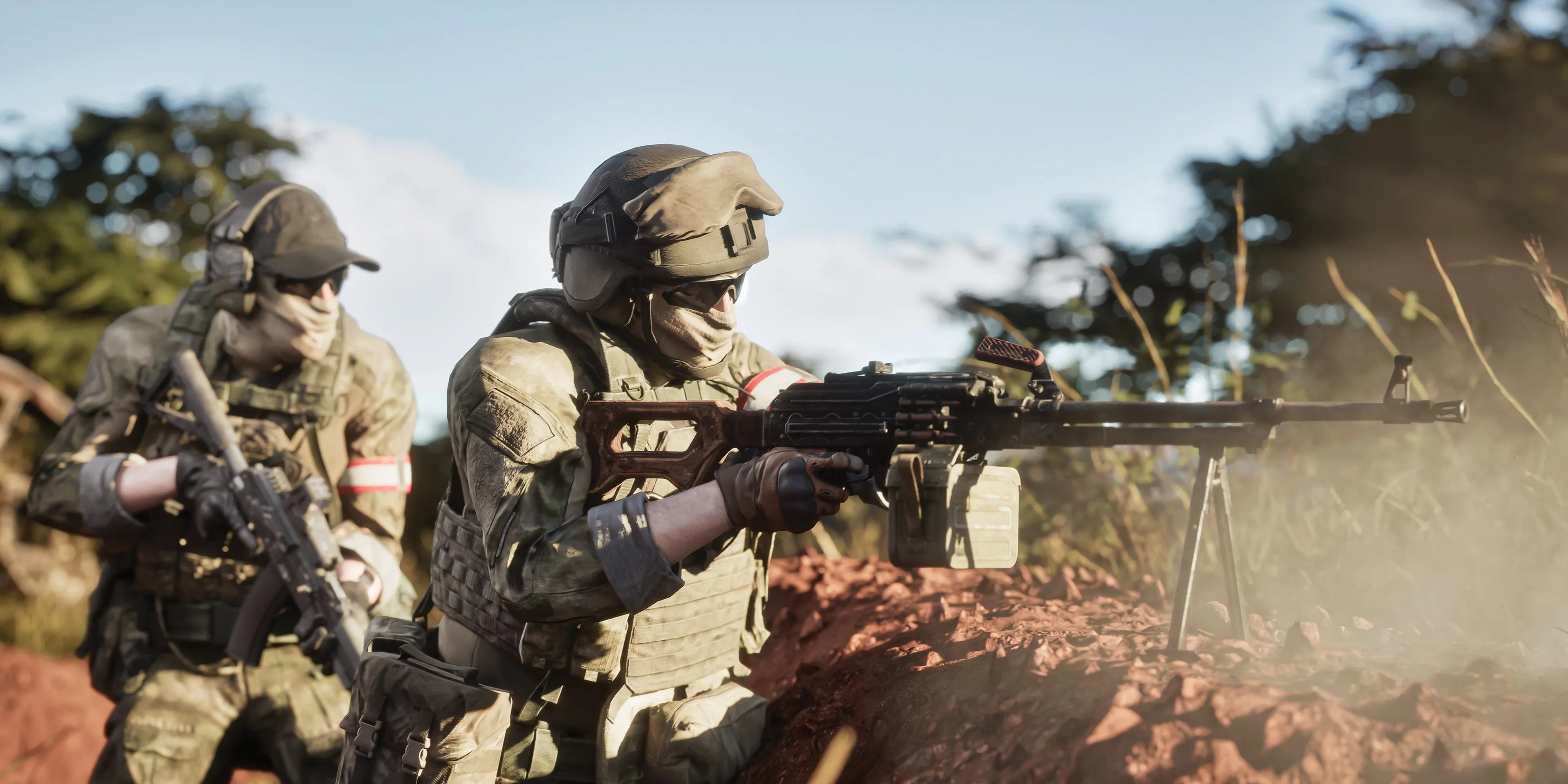 Người chơi sử dụng súng máy PKM trong game Bellum