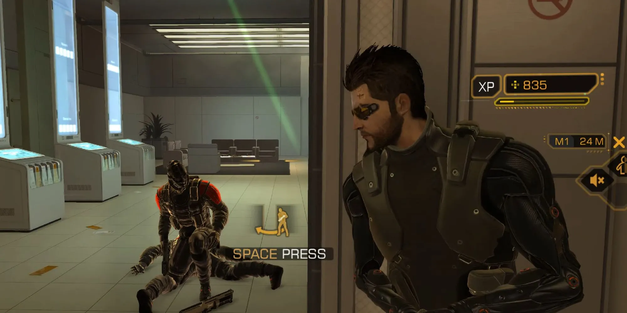 Nhân vật Adam Jensen trong Deus Ex: Human Revolution tại thành phố Detroit tương lai