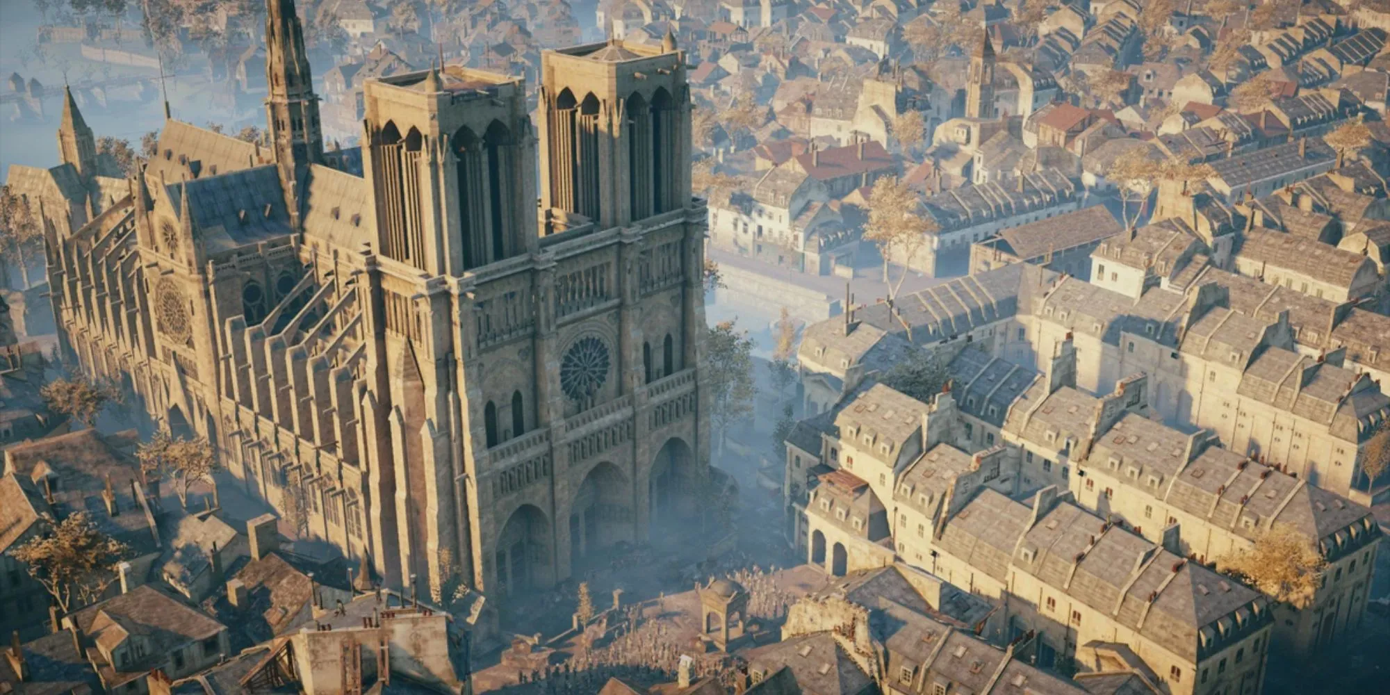 Nhân vật Arno Dorian nhìn xuống Paris trong Assassin's Creed Unity