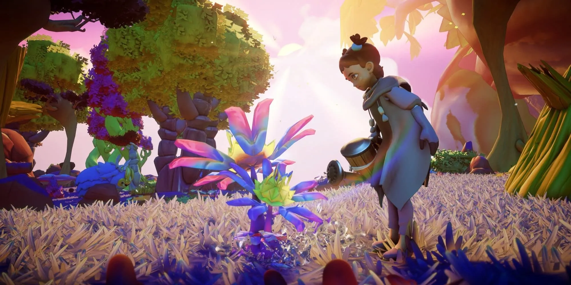 Nhân vật đang tưới cây trong game Grow Song of the Evertree